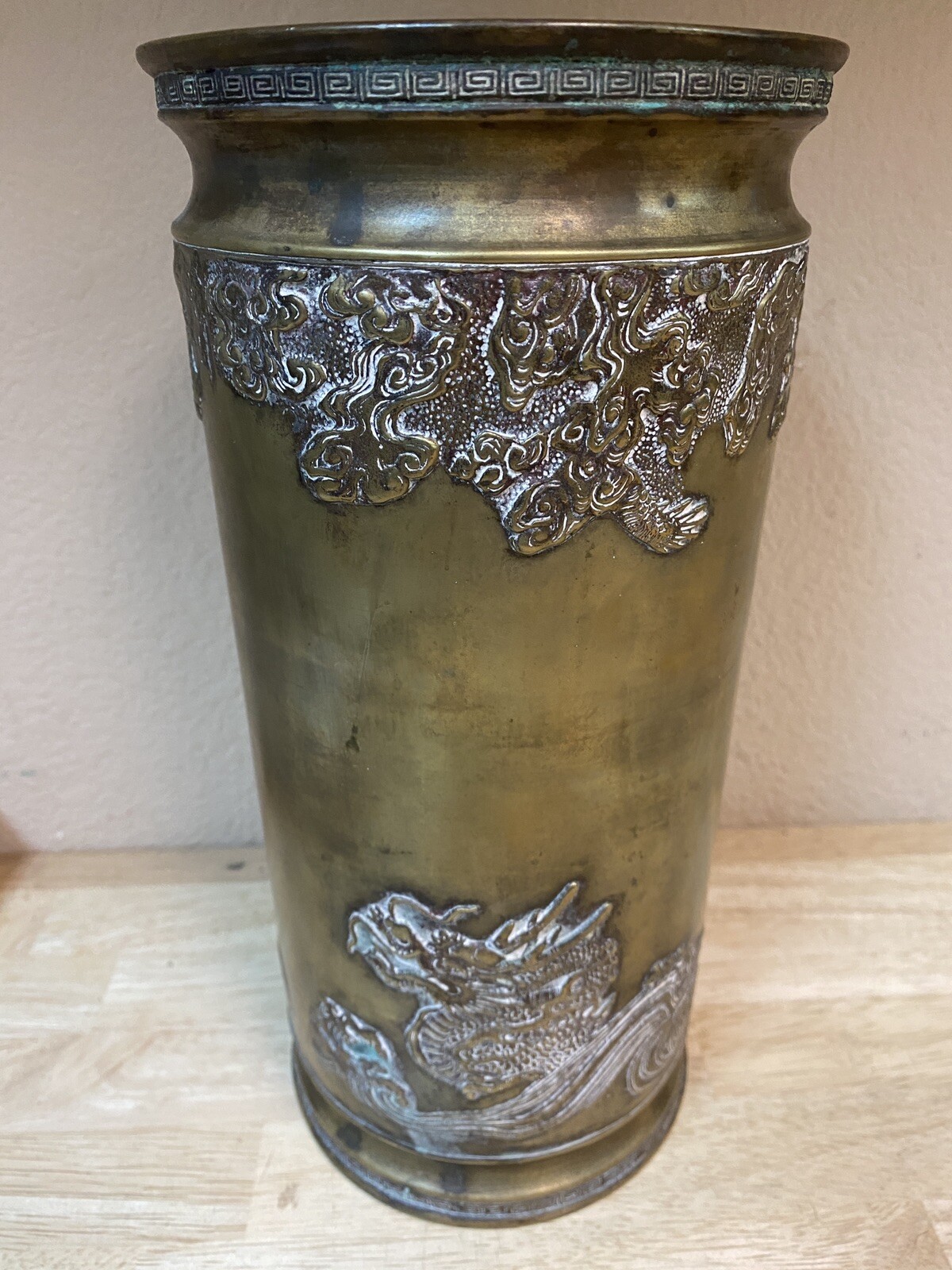 Antique Japanese Meiji Period 1860’s Raised Relief Dragon Vase Signed By Artist