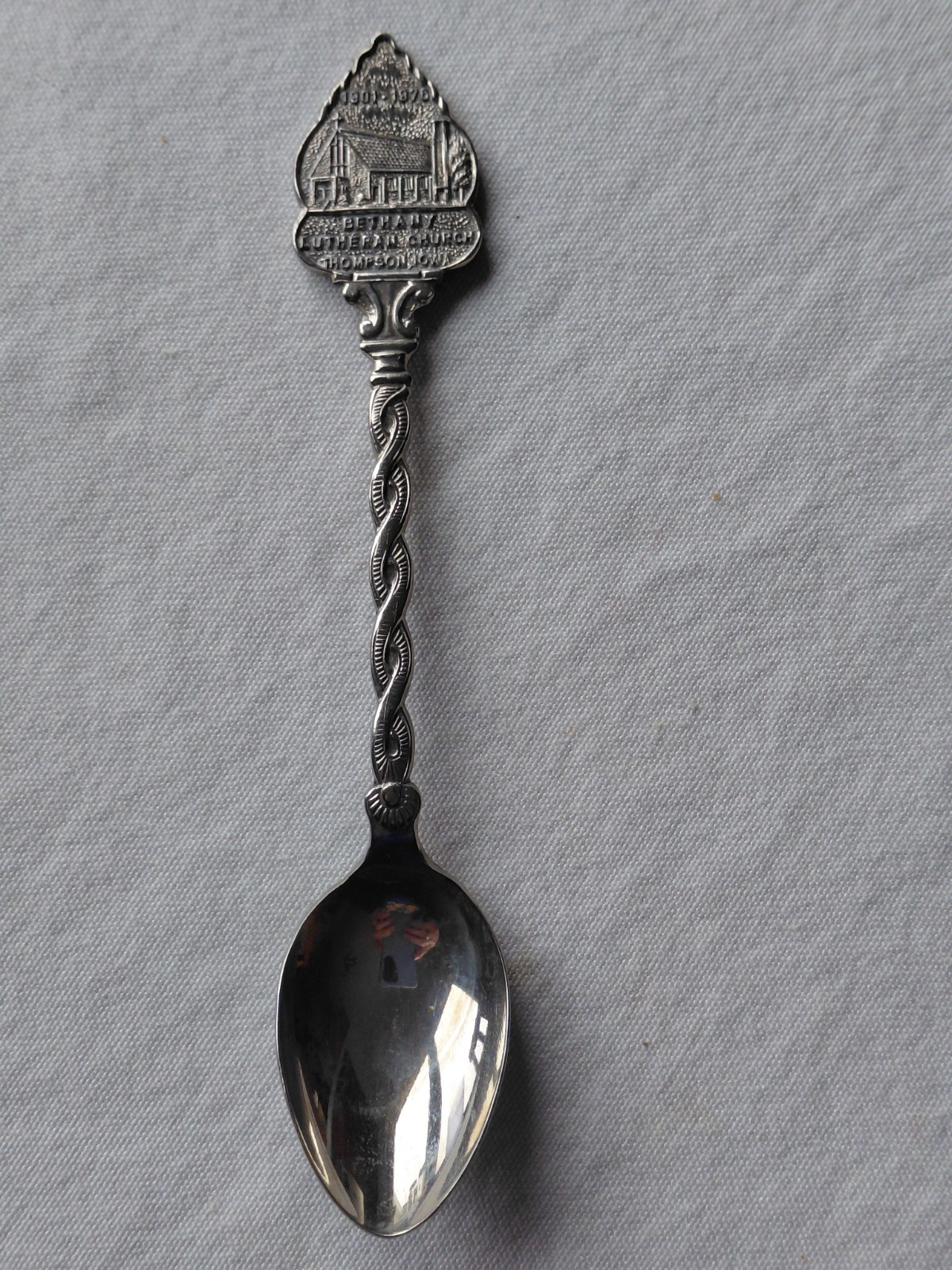 1901-1976 Bethany Lutheran Church souvenir spoon Thompson, IA 75th anniversary
