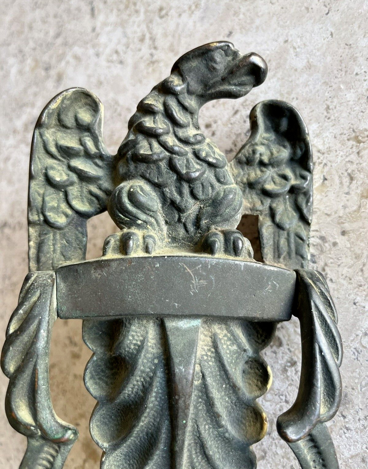 ANTIQUE 1914 BRONZE BRASS AMERICAN EAGLE ARCHITECTURAL SALVAGE DOORKNOCKER