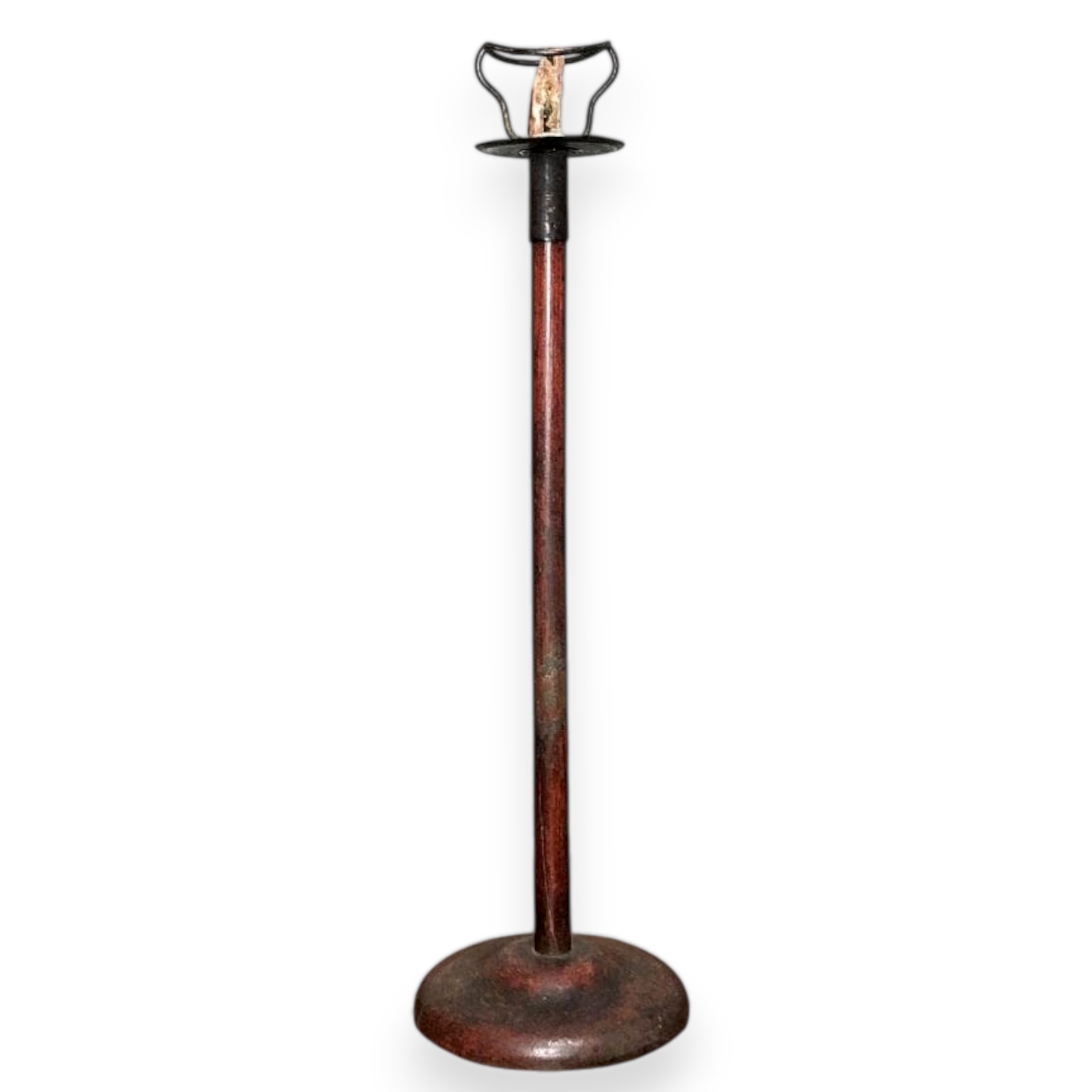 Antique 19th Century Japanese Candle Holder Wooden Large Candlestick Edo 26.5 in
