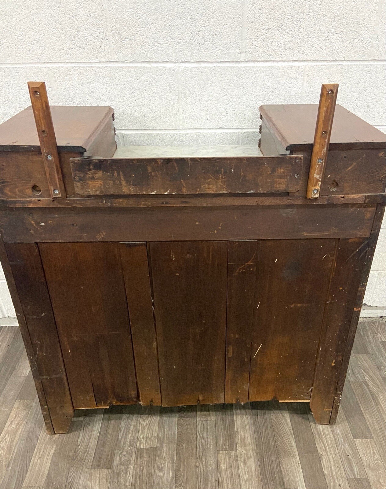 Antique Victorian Walnut and Marble Five Drawer Dresser With Mirror