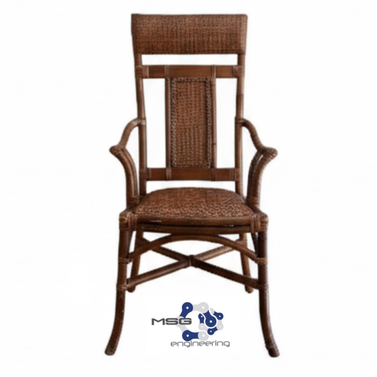 Vintage Bamboo and Cane Highback Armchair Boho
