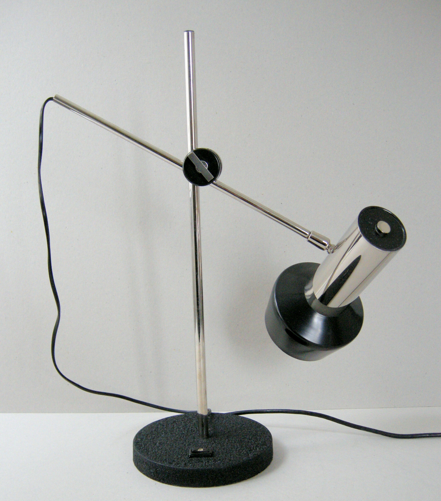 Vintage Table Lamp 1960 Adjustable Chrome Black Metal 60S Retro 60’S