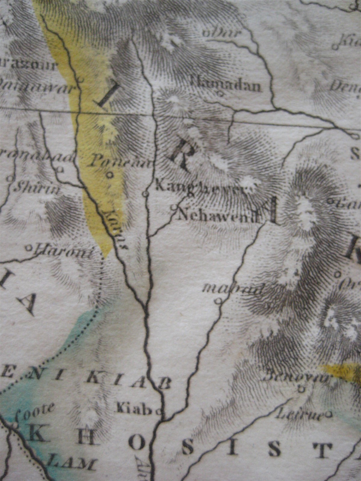 Original Hand-Colored 1824 Tanner Map PERSIA Tehran Mashhad Isfahan Shiraz Ahvaz
