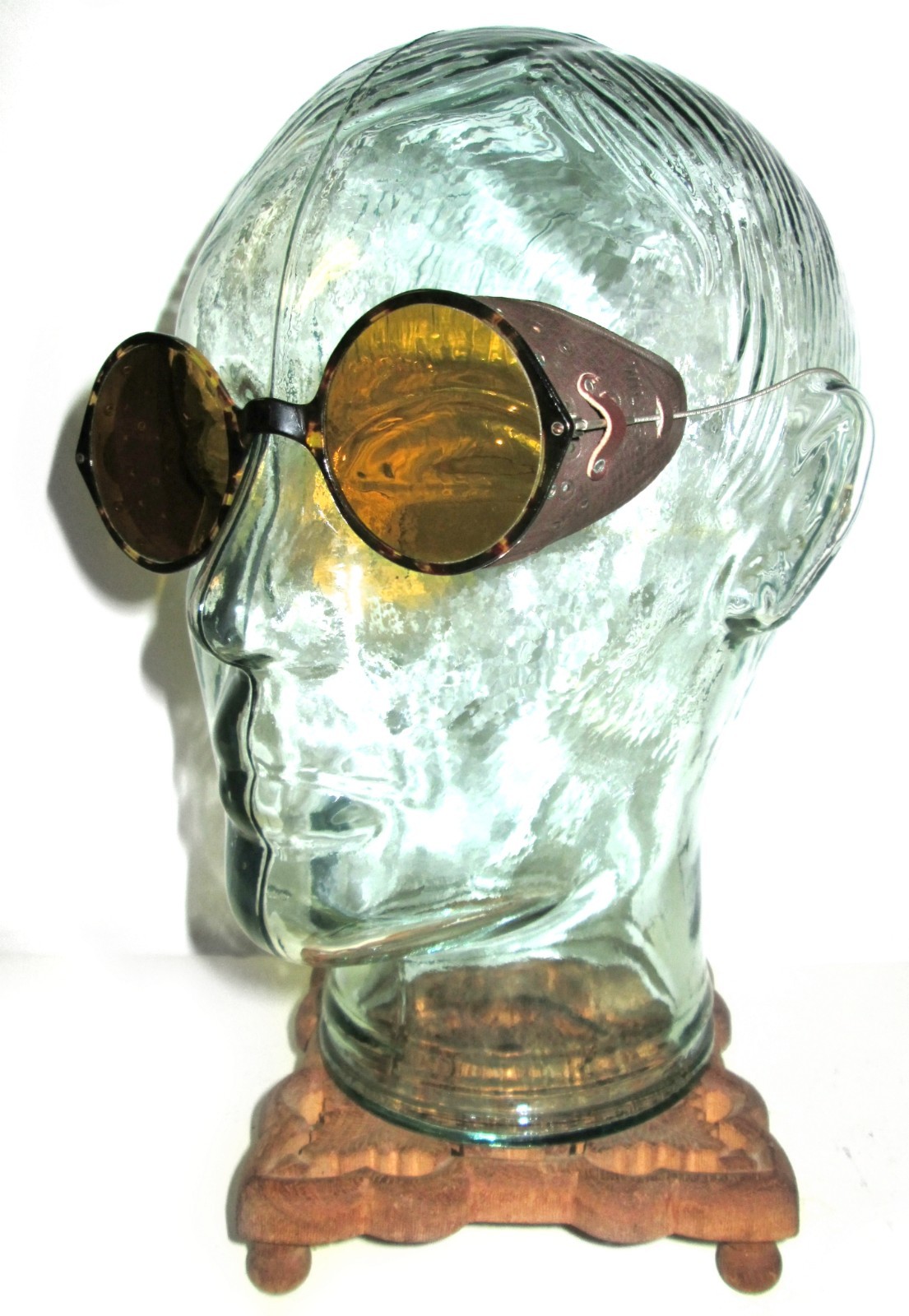 Antique Willson Amber Tortoise Shell Sunglasses Goggles Vtg Steampunk Glasses W
