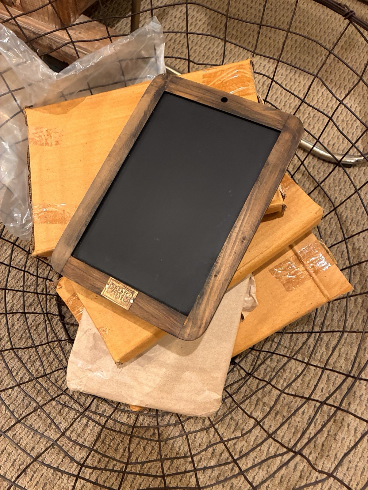 Primitive Brown Wood Frame Chalkboard Wall Hanging, Small Up to 14 in
