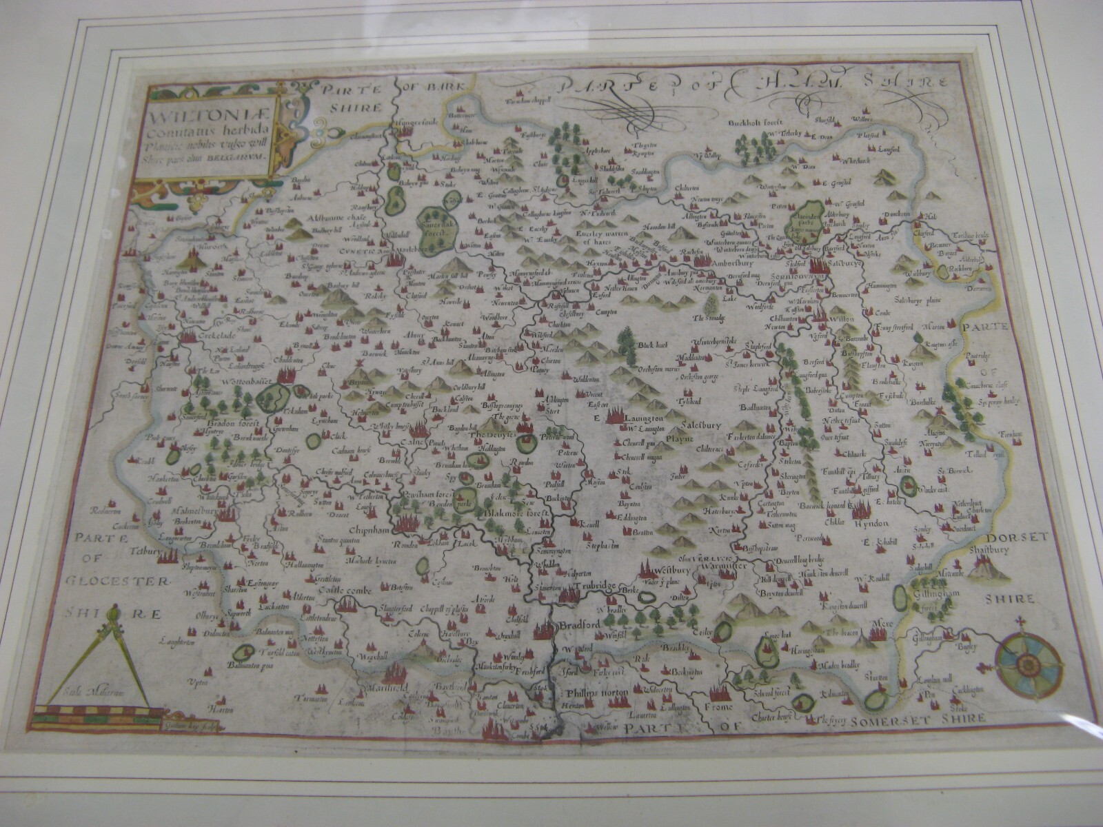 100% ORIGINAL WILTSHIRE MAP BY SAXTON/HOLE/KIP C1610 VGC HAND COLOURED