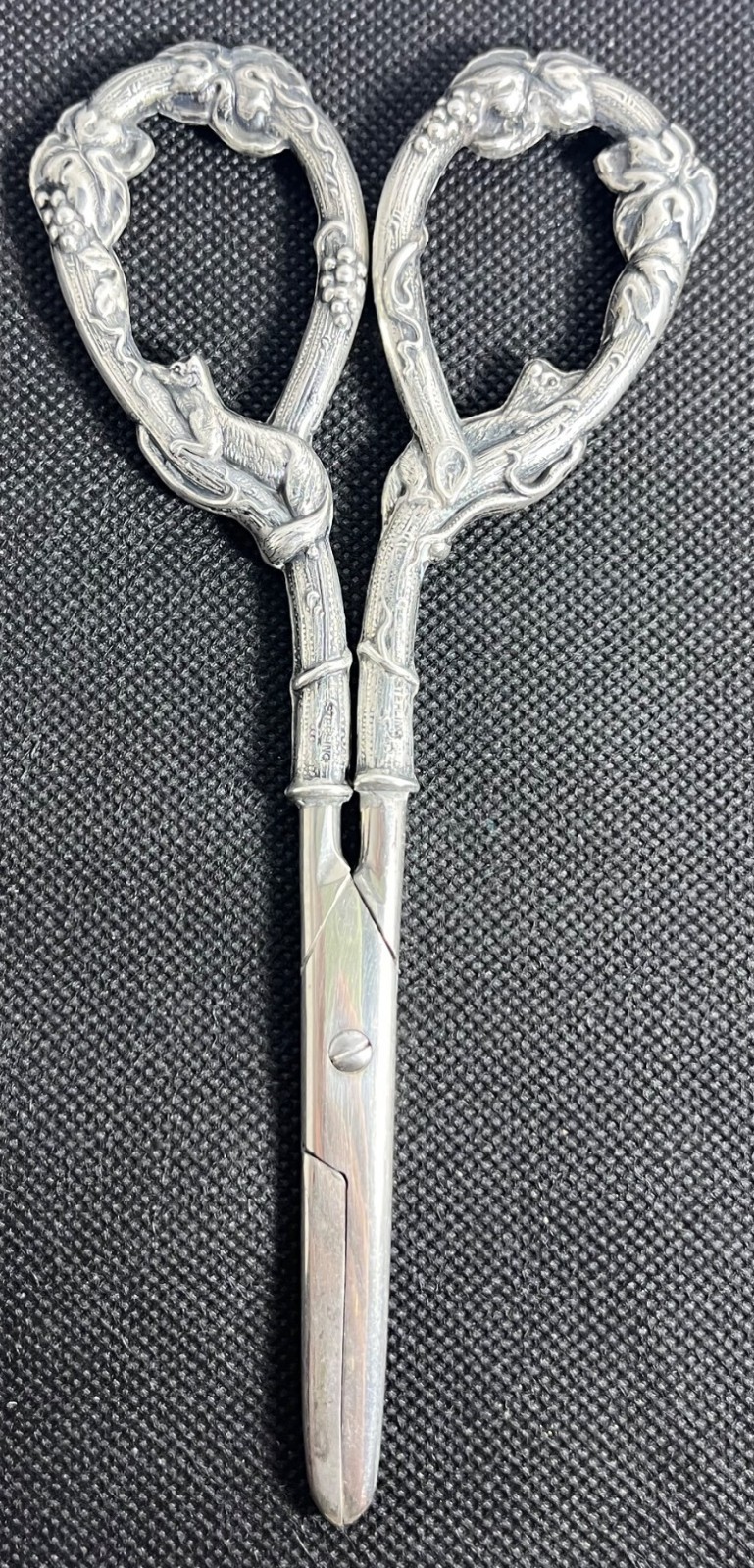 Roger Williams Sterling Silver Grape Shears #264 Fox & Grapes Art Nouveau c.1900