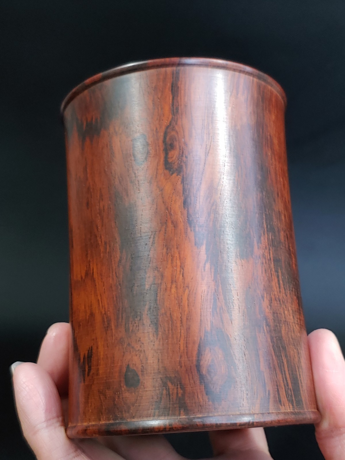 满鬼脸鬼眼纹 大红酸枝木笔筒 Chinesse Ghost Face Eye Texture Red Suanzhi Wood Hongmu Brush Pot