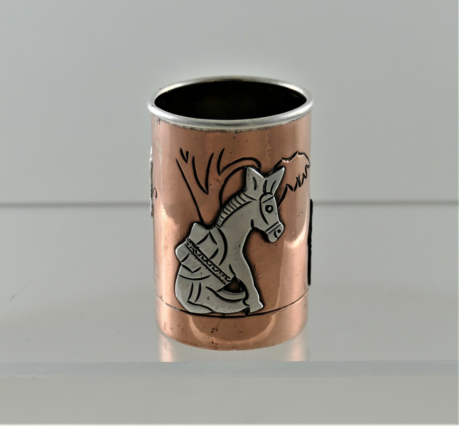 THE FINEST SHOT JIGGER Victoria Taxco Mixed Metals Sterling Silver Copper DONKEY