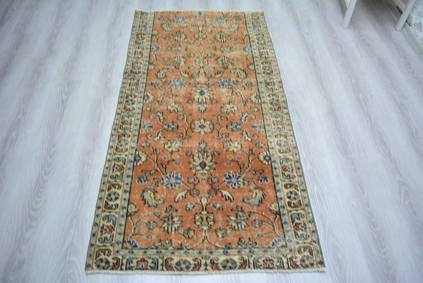 Antique Faded Red Handmade Rug, 2.7×5.4ft, Red Turkish Vintage Living Room Rug