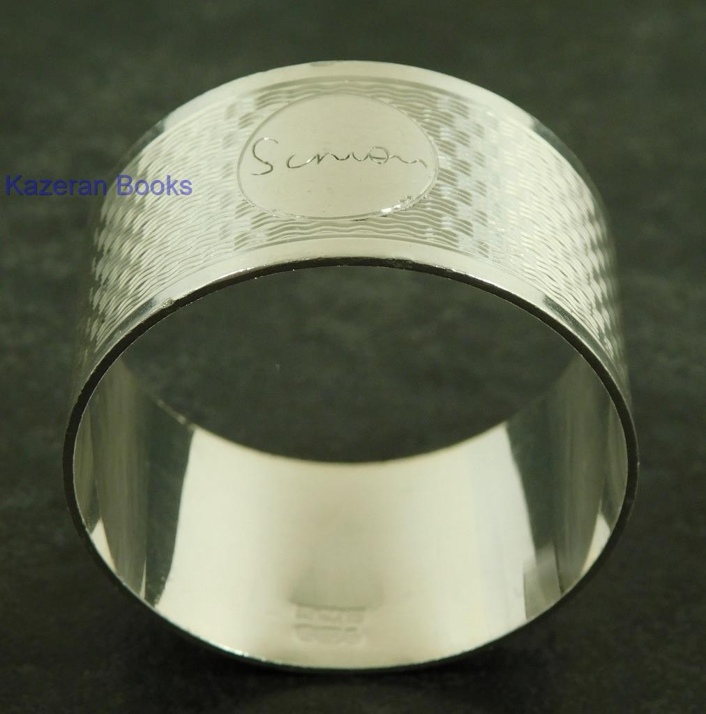 Vintage Solid Sterling Silver Napkin Ring 1971 By J Gloster Ltd ‘Simon’