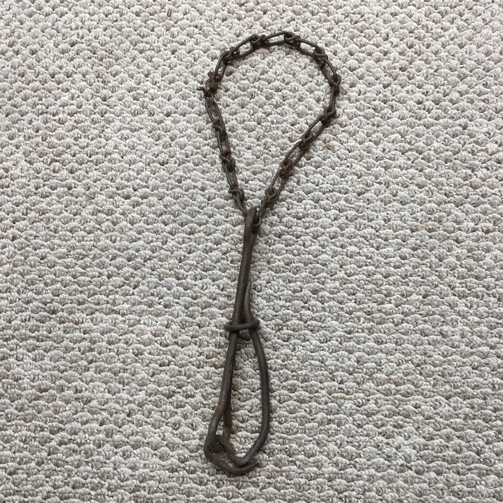 Vintage Primitive Meat Hook Hand Forged Iron Chain Wall Hanging Ranch Decor