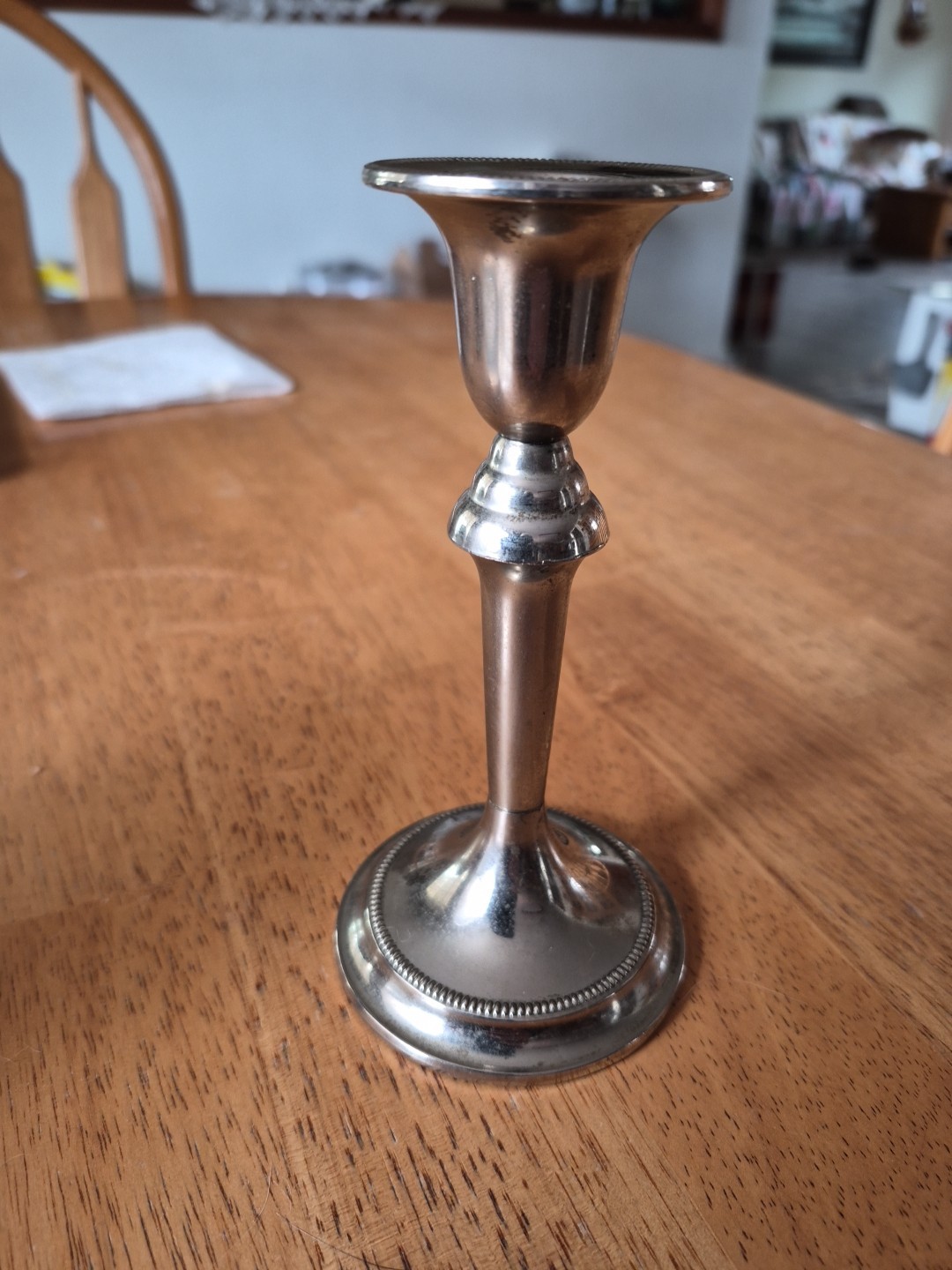 Vintage Silver Plate Candlestick, 5.75″ Tall 3″ Wide Base Made In England