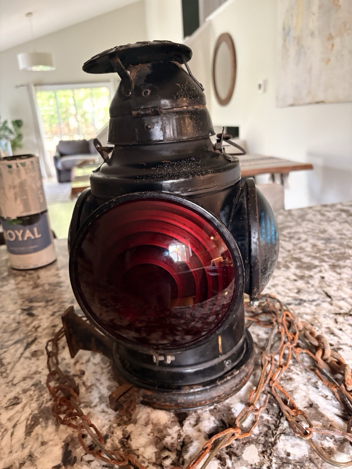 Antique Handlan St. Louis Railroad Lantern w/ Red & Blue Lenses – Early 1900s