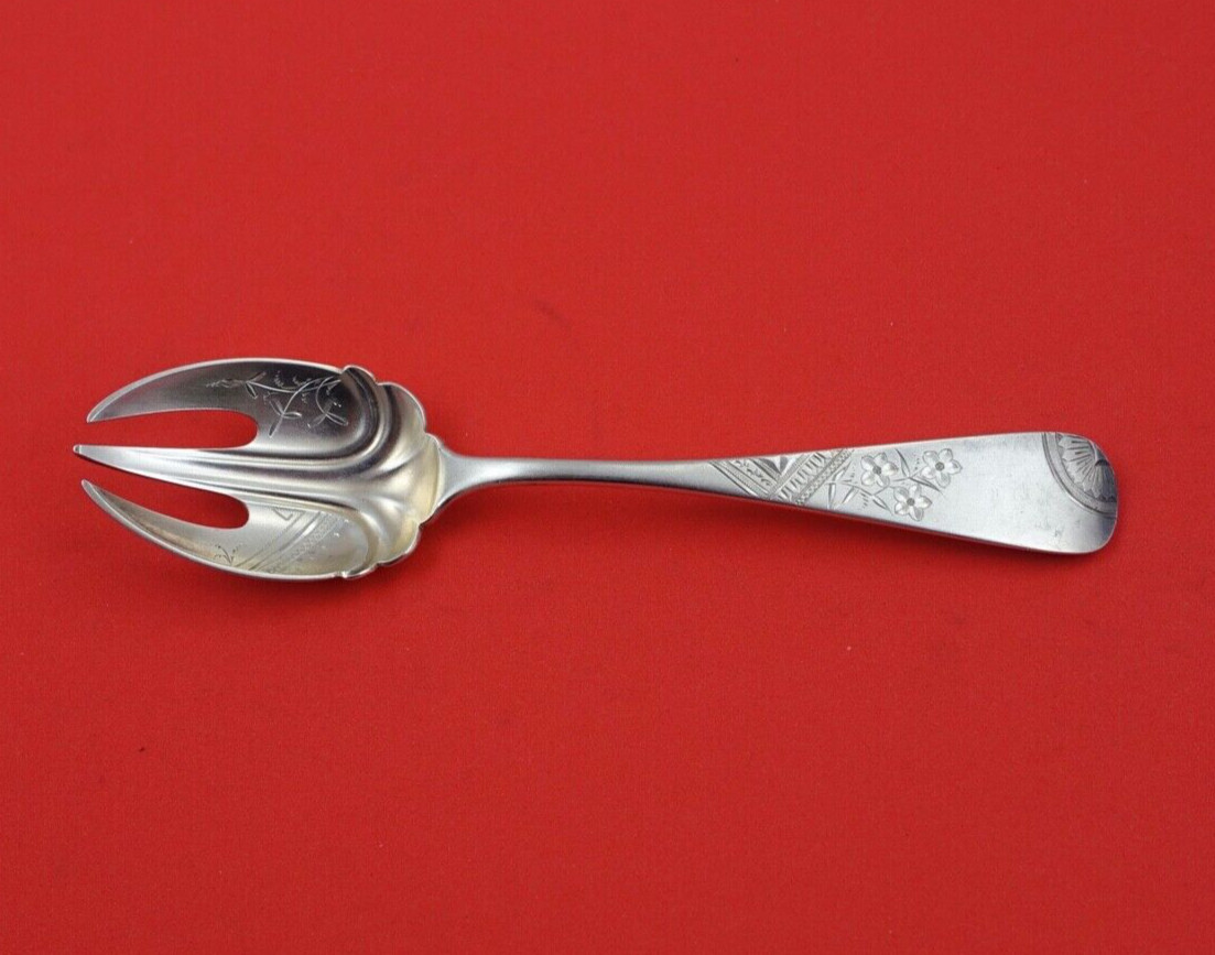 Duhme Brite Cut Sterling Silver Ice Cream Fork GW w/ Japanese scenes 6″