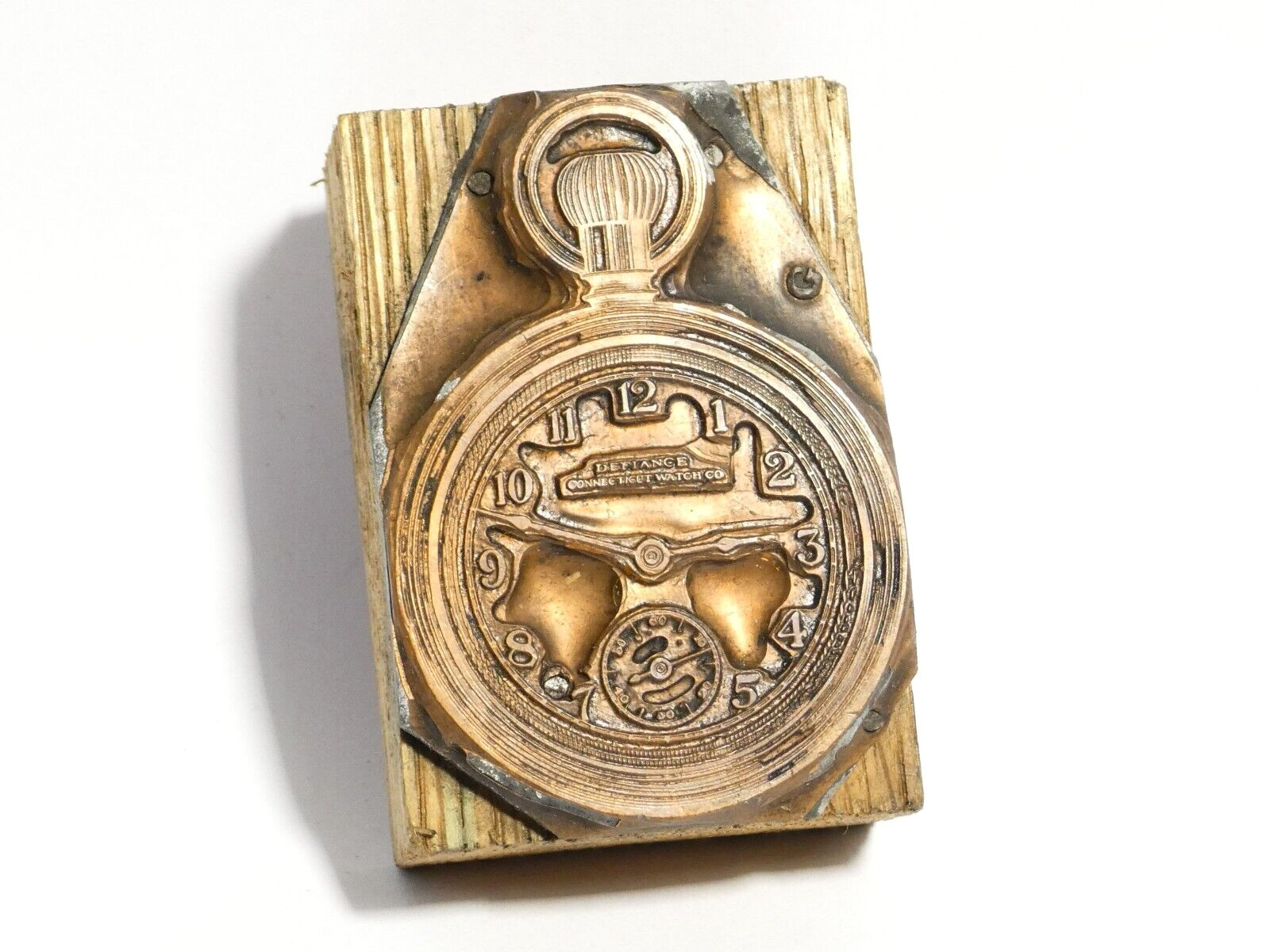 DEFIANCE Watch Co Pocket Watch Pictorial Advert Printing Block #B557