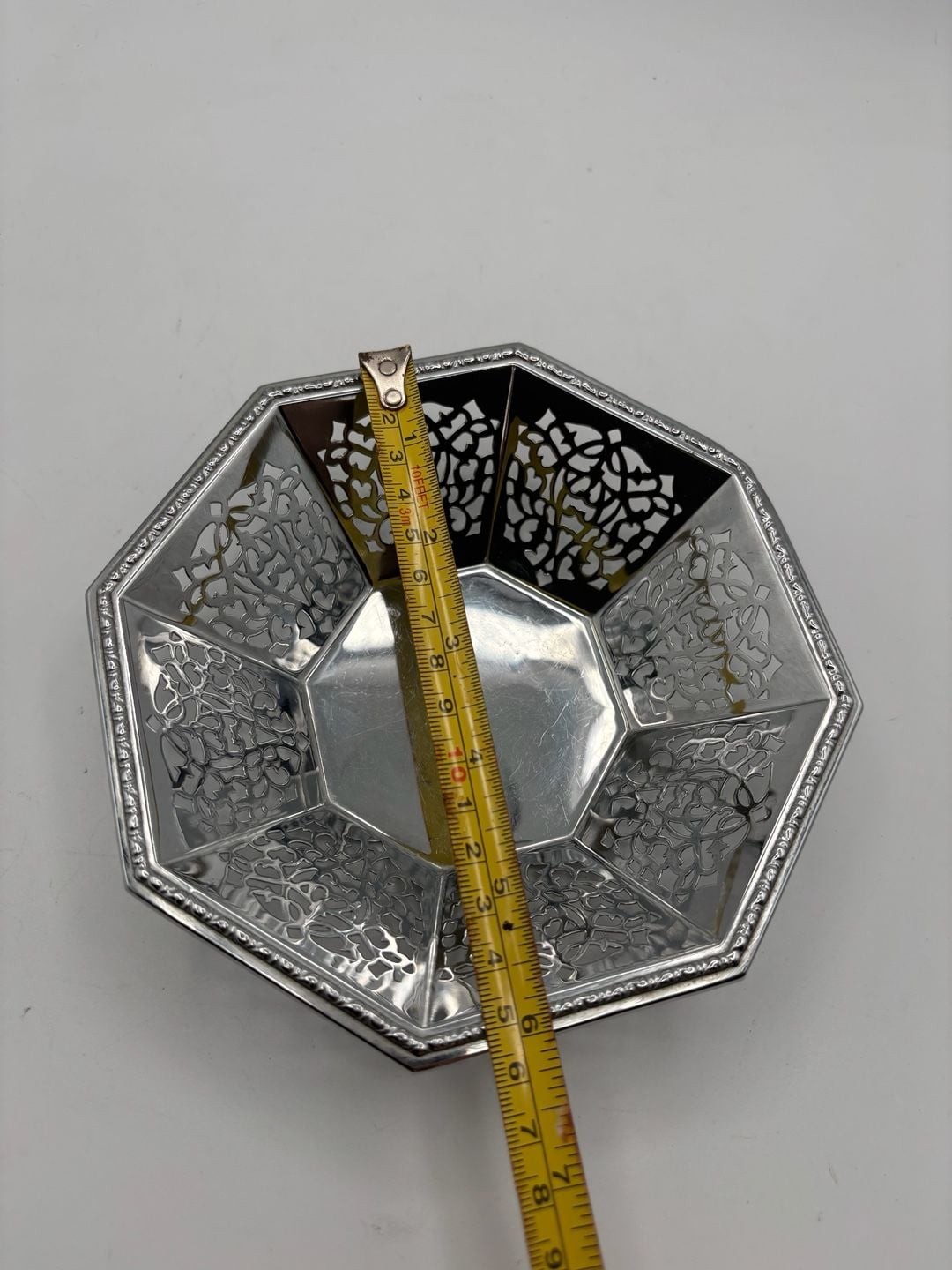 Vintage Octagonal Silver-Plated Pierced Decorative Bowl Made in Germany