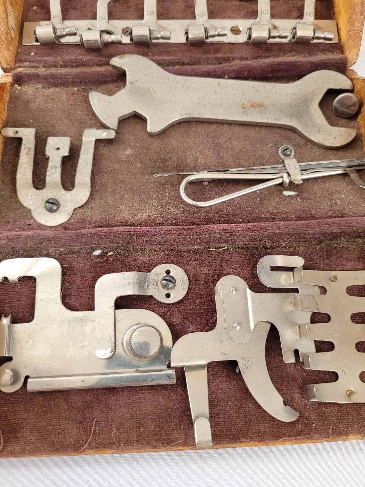 Rare Singer Sewing Machine Machinist Tool Set in Wooden Box Patented 1889!