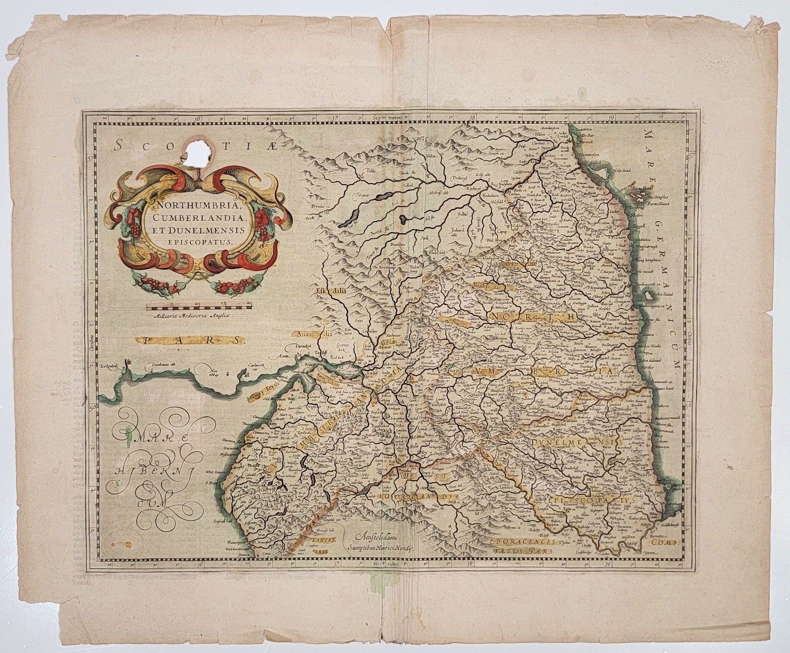Northumbria, Cumberland & Durham – Mercator–Hondius / Janssonius – Early 17th-C