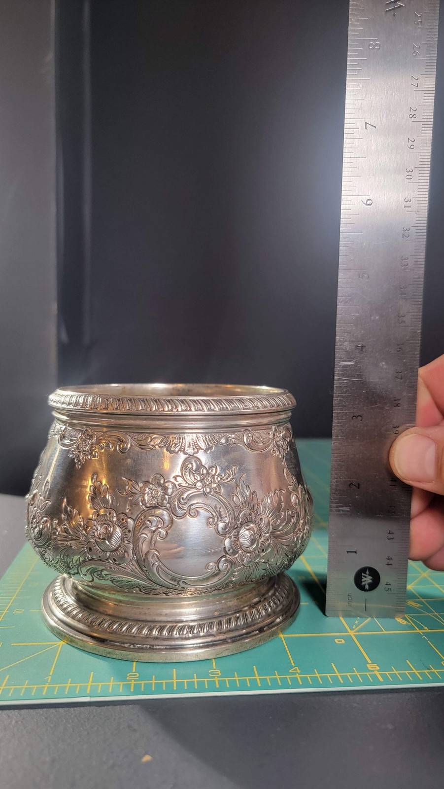 1936 Gorham Solid 925 Sterling Silver Waste Bowl Georgian Hand Chased 368g