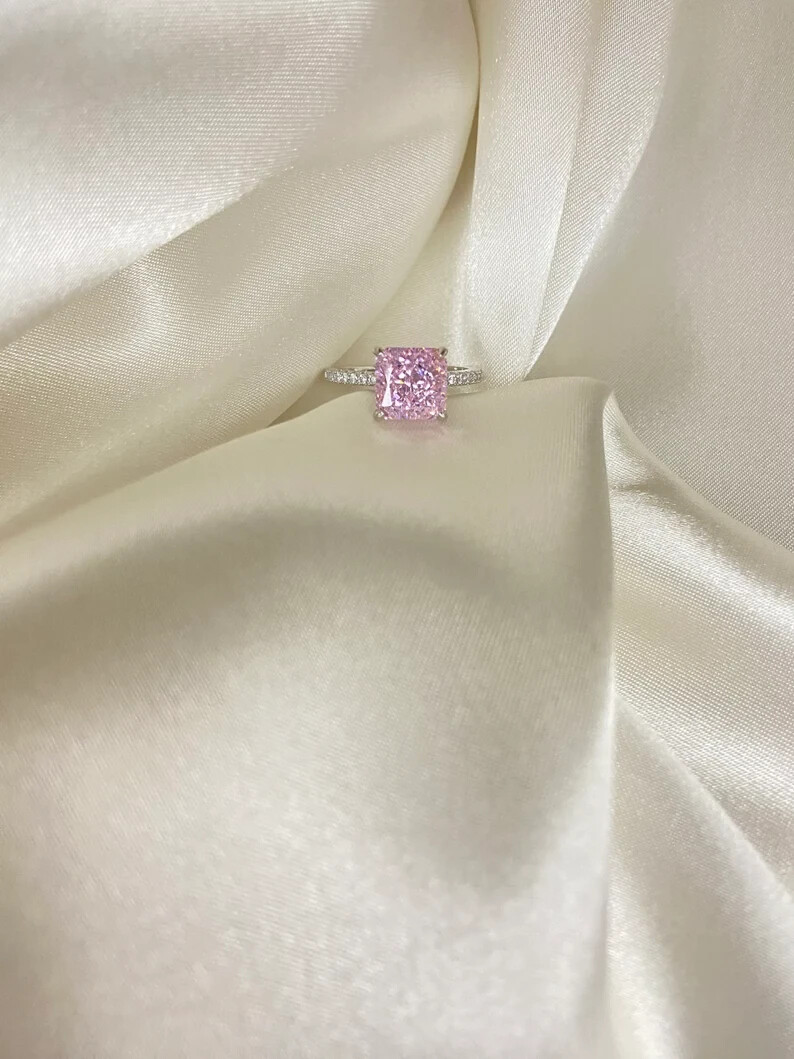 2.30 Ct Natural Pink Sapphire Diamond Engagement Ring 14K Solid White Gold Sz 5