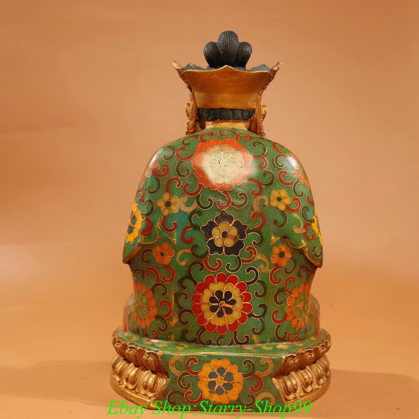 8.6″ Old China Buddhism Cloisonne Enamel Seat Kwan-Yin Guan Yin Goddess Statue
