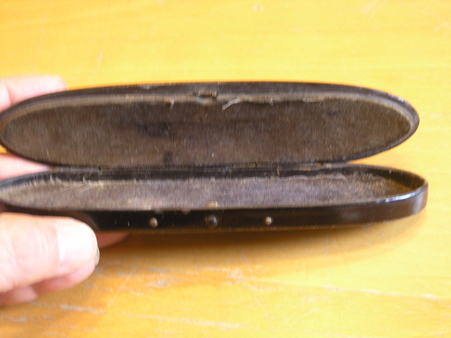 Antique Victorian Abalone Mop Inlay PAPIER-MÂCHÉ Spectacle Eyeglass Case