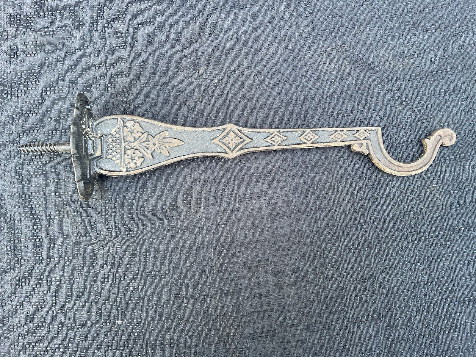 Antique Victorian Cast Iron Eastlake Design Wall Hook Bird Cage Steampunk