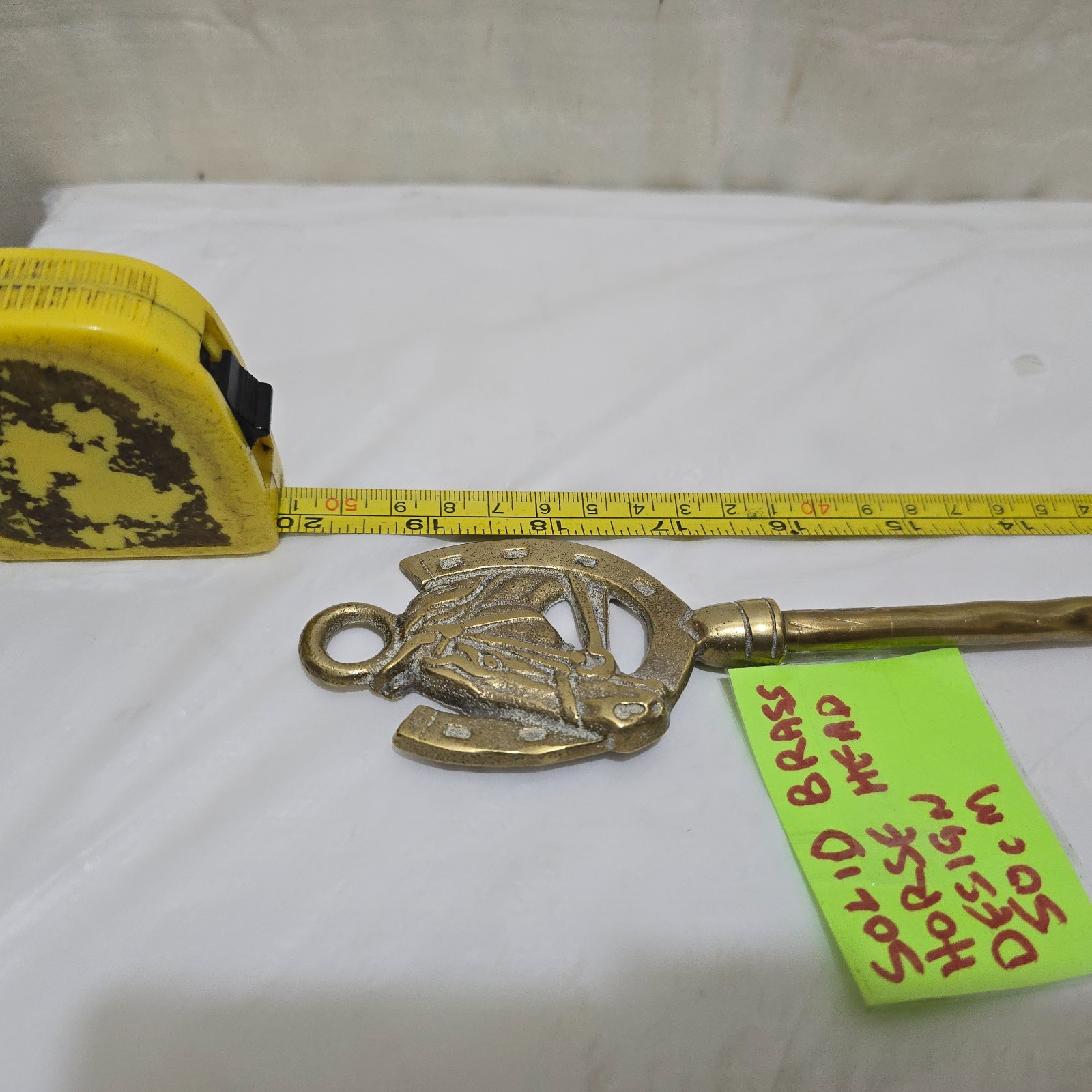 Solid Brass Horse Head equestrian long Handled Shoe Horn & hanging loop 50cm