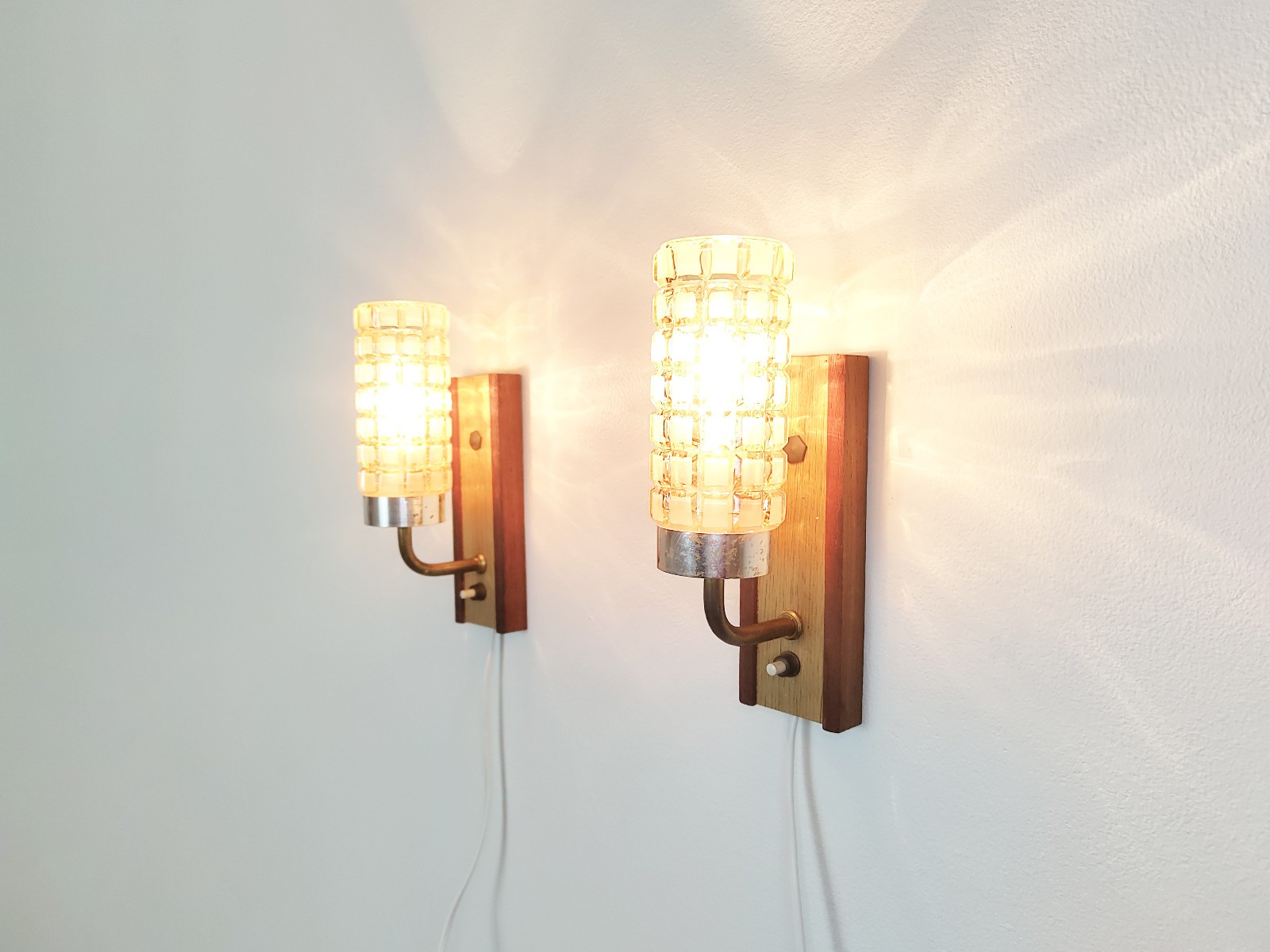 Vintage pair of sconces: mid century wall lamps, Swedish Scandinavian design