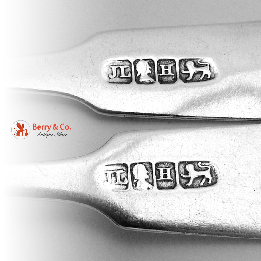 Fiddle Reverse Tipt Teaspoons 2 Halifax Nova Scotia James Langford 1840 Sterling