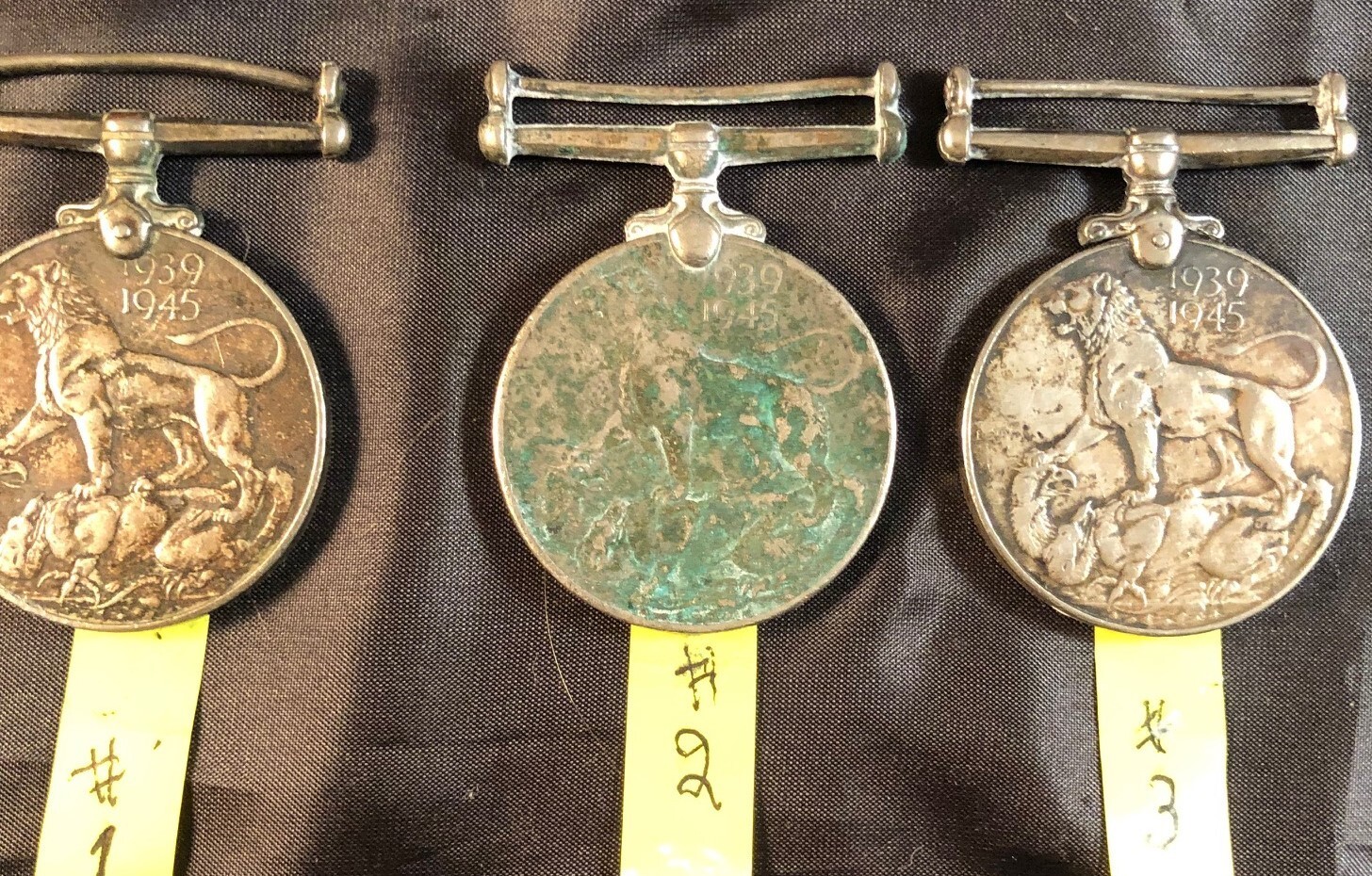 WW II ANTIQUE 1939-1945 BRITISH GEORGE VI LION COMMONWEALTH INDIA MEDALS PR EACH