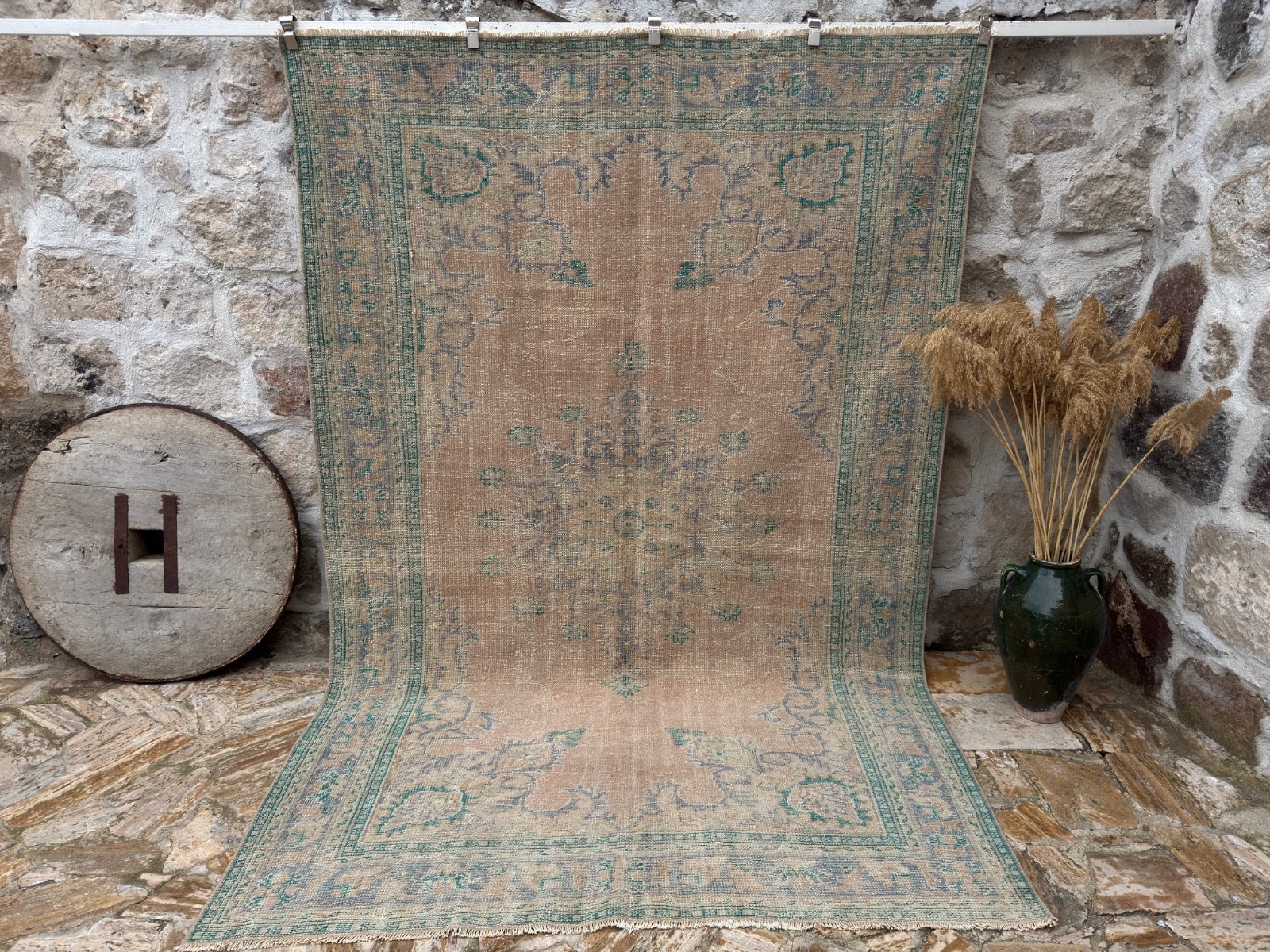 7×10 Vintage Rug, Turkish Rug, Pink Rug, Area Rug, Living Room Rug, Antique Rug