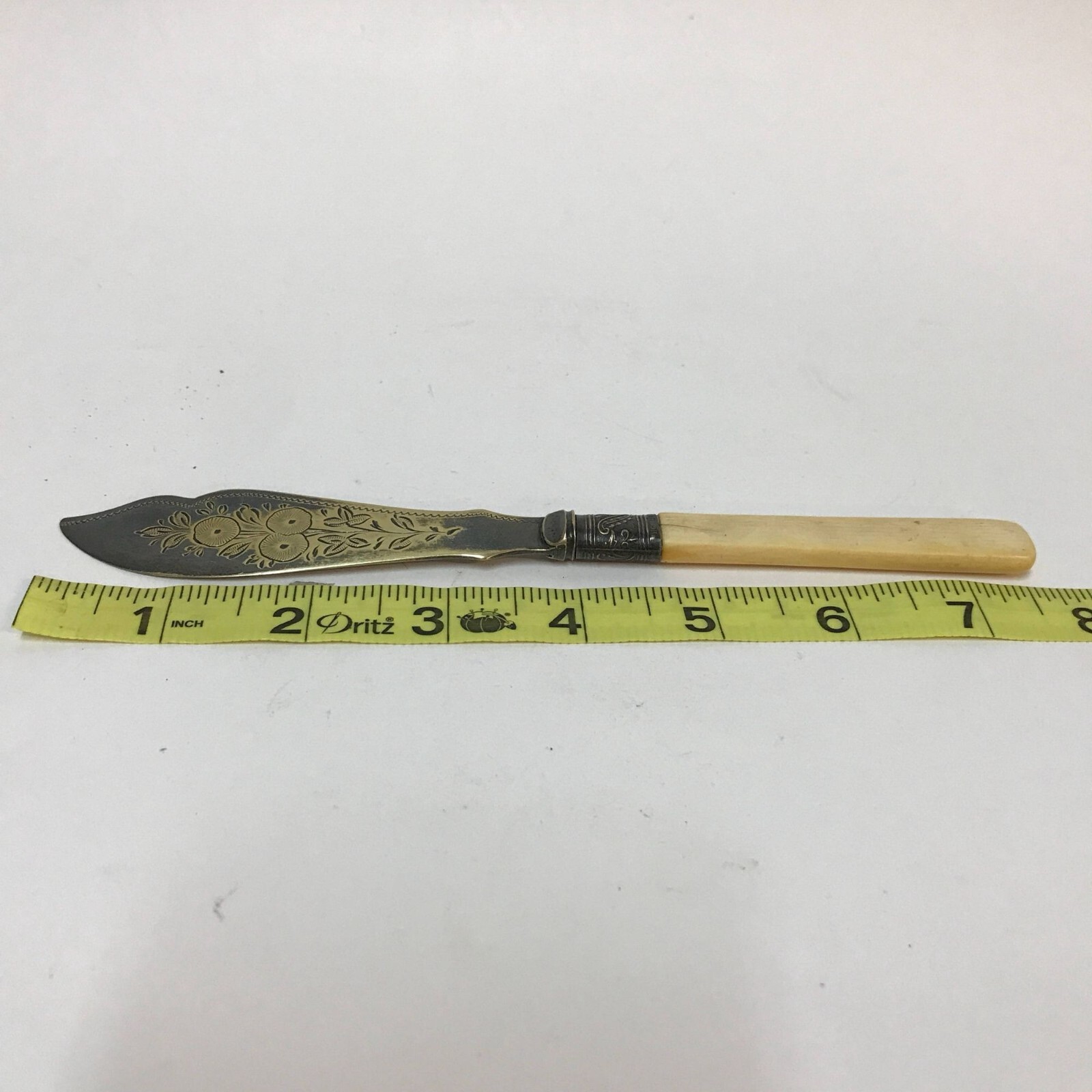 Antique Victorian Fruit Knife Engraved EPNS Blade Sterling Silver Band Sheffield
