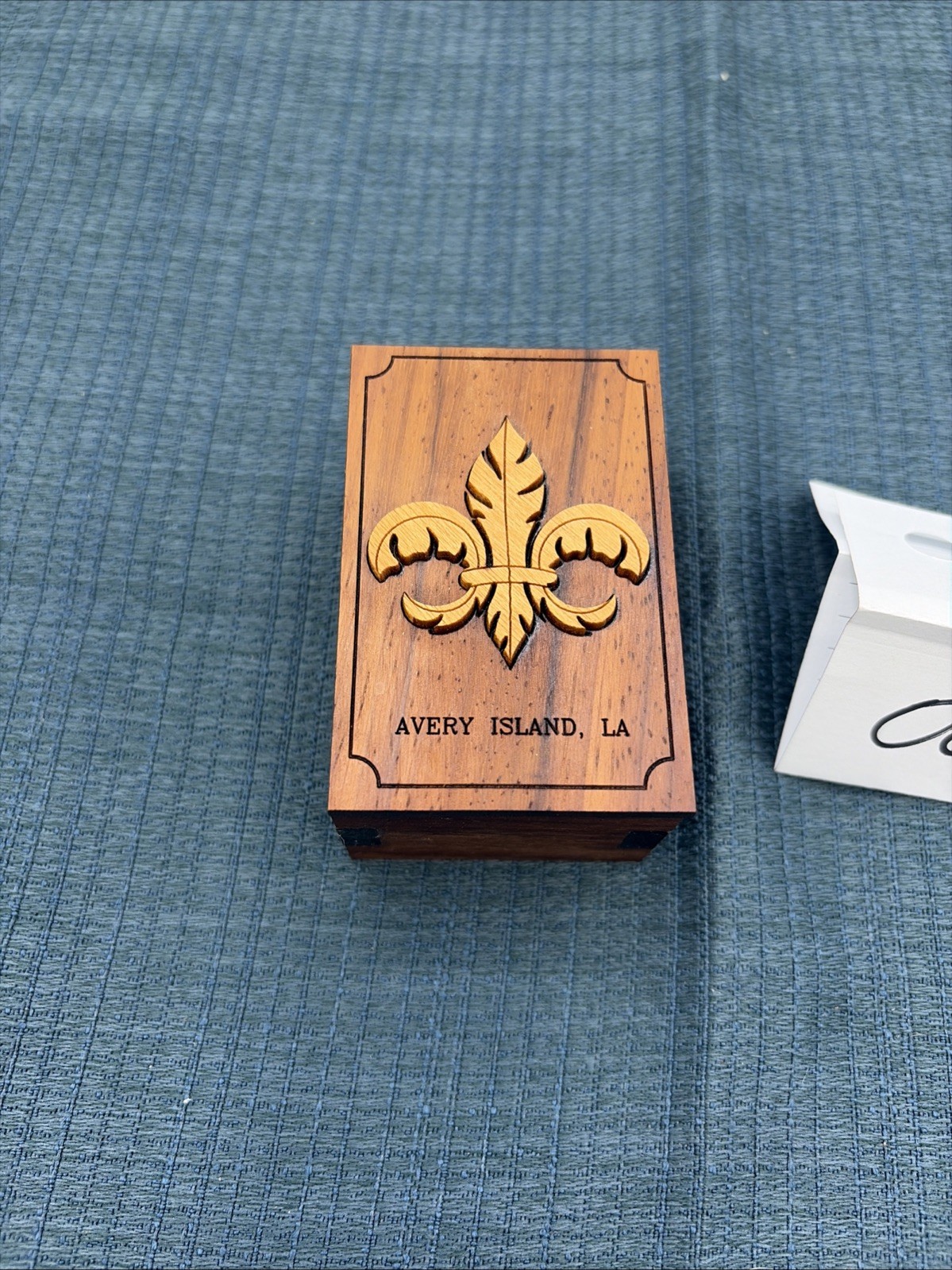 Handcrafted Wood Keepsake Box With A Fleur-De-Lis Design 2”x 3”x 1.5” Tall