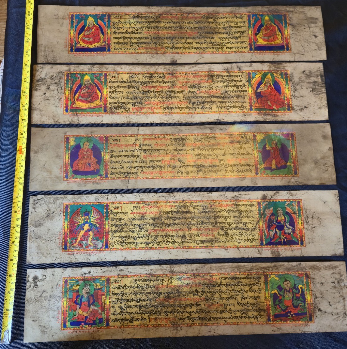 Vintage Tibetan Illuminated Manuscripts Lot of Five