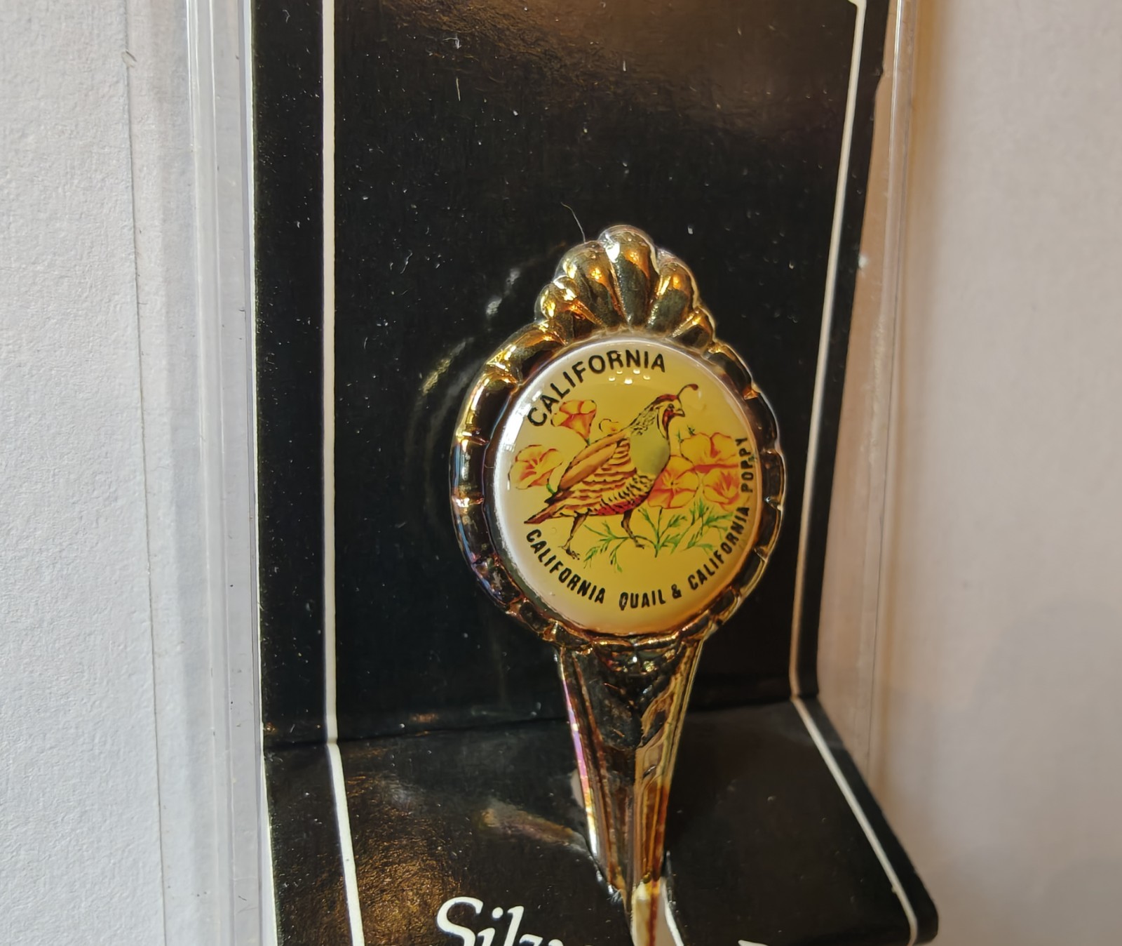 California Quail & California Poppy Silver Plated Collectible Spoon