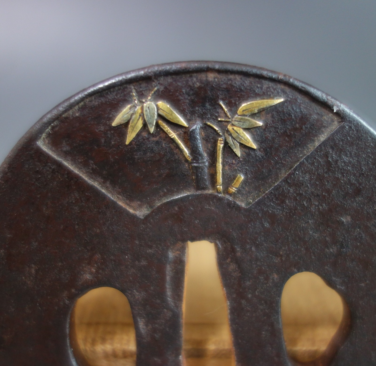 Tsuba guard window picture pine tree bamboo leaf ume Samurai Sword fitting Edo
