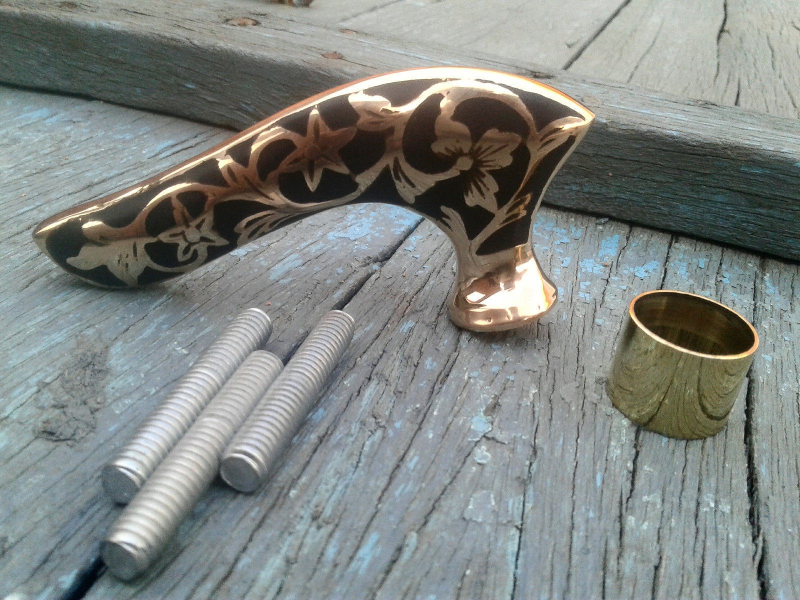 Vintage solid Brass handle antique Style Brass cane wooden walking Stick Replica