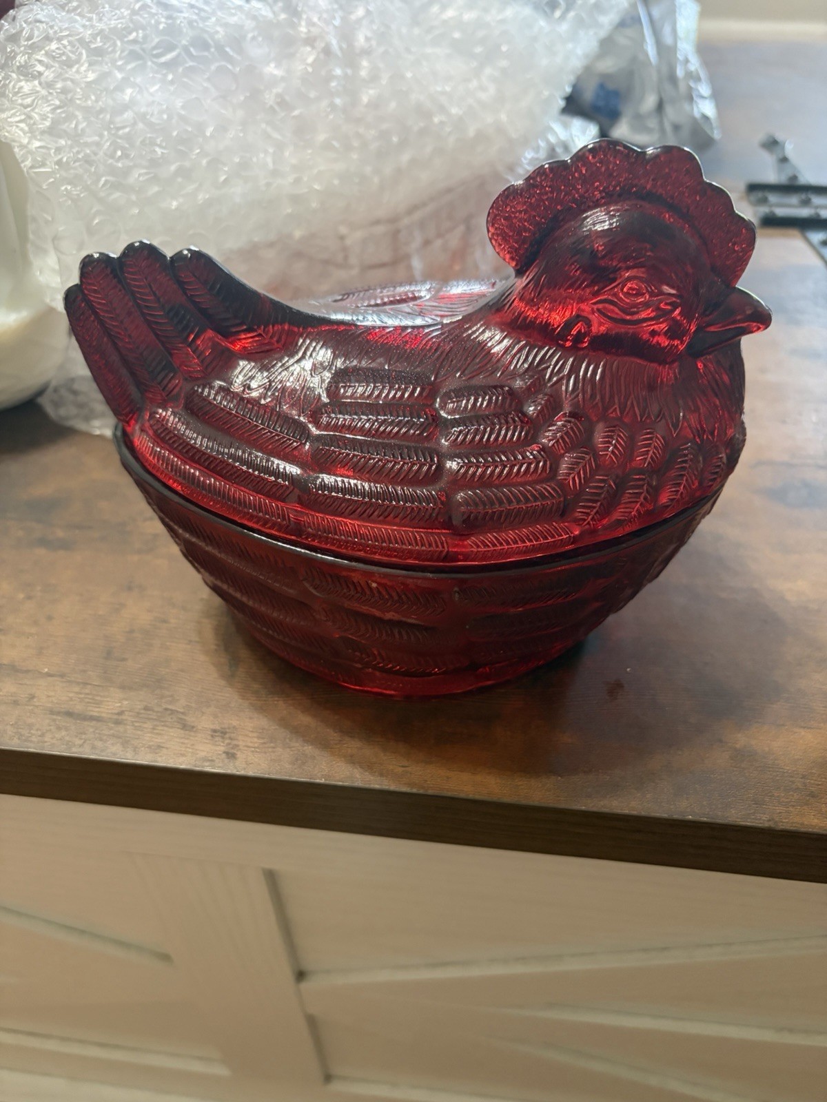 Beautiful Ruby Red Hen On Nest 6 Inches