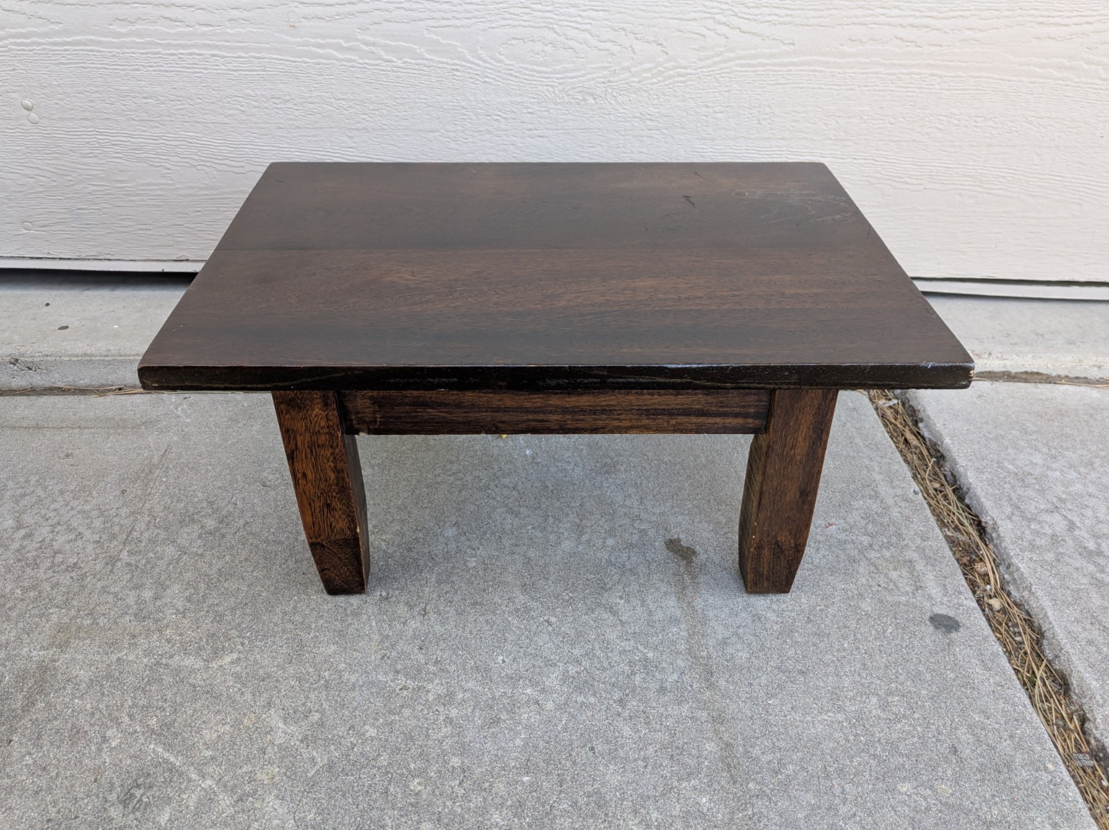 Vintage Rustic Solid Wood Low Floor Table Plant Stand Spanish Colonial Brutalist