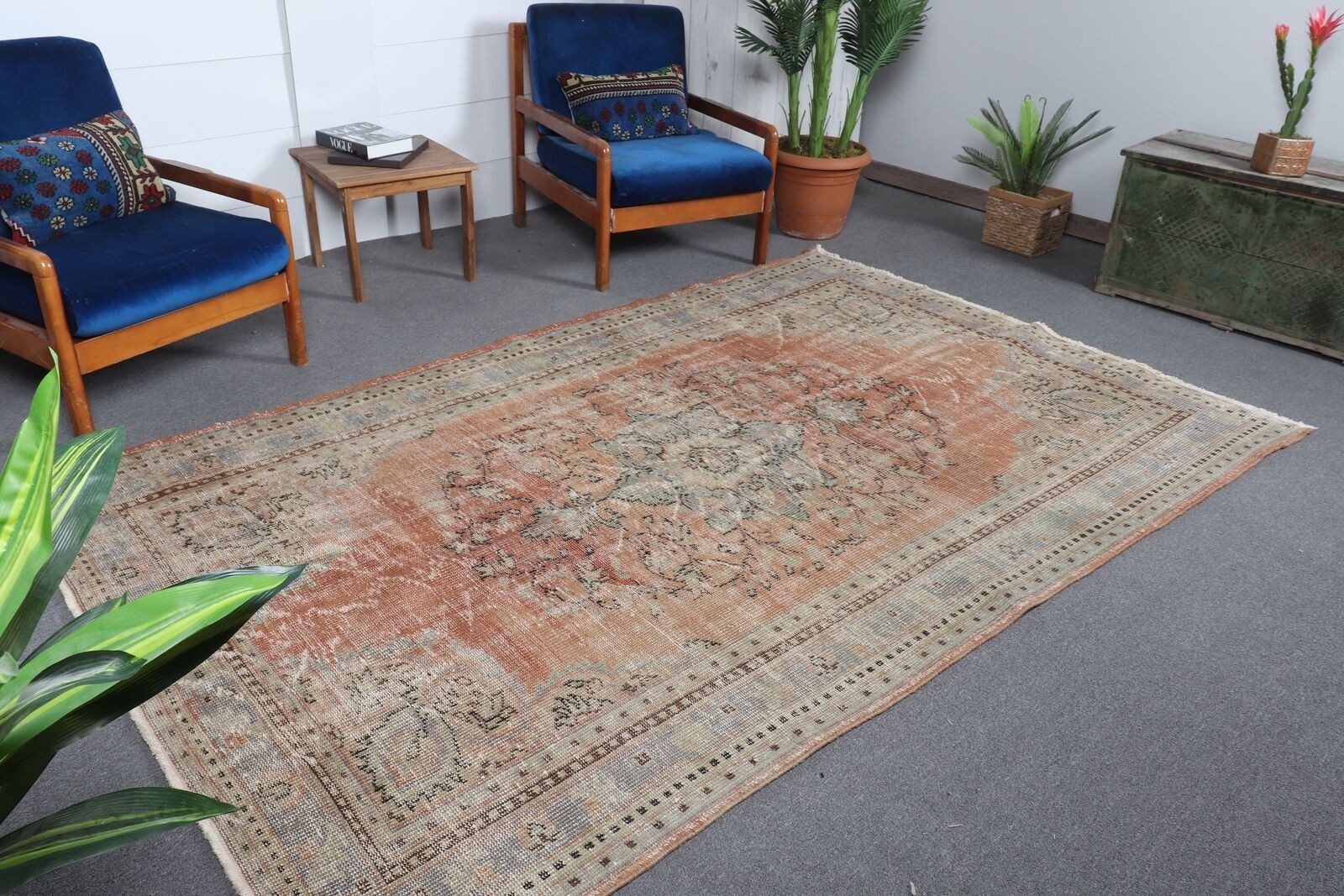 Vintage Rug, 5.6×9.2 ft Large Rugs, Turkish Rug, Home Decor Rugs, Wool Rug