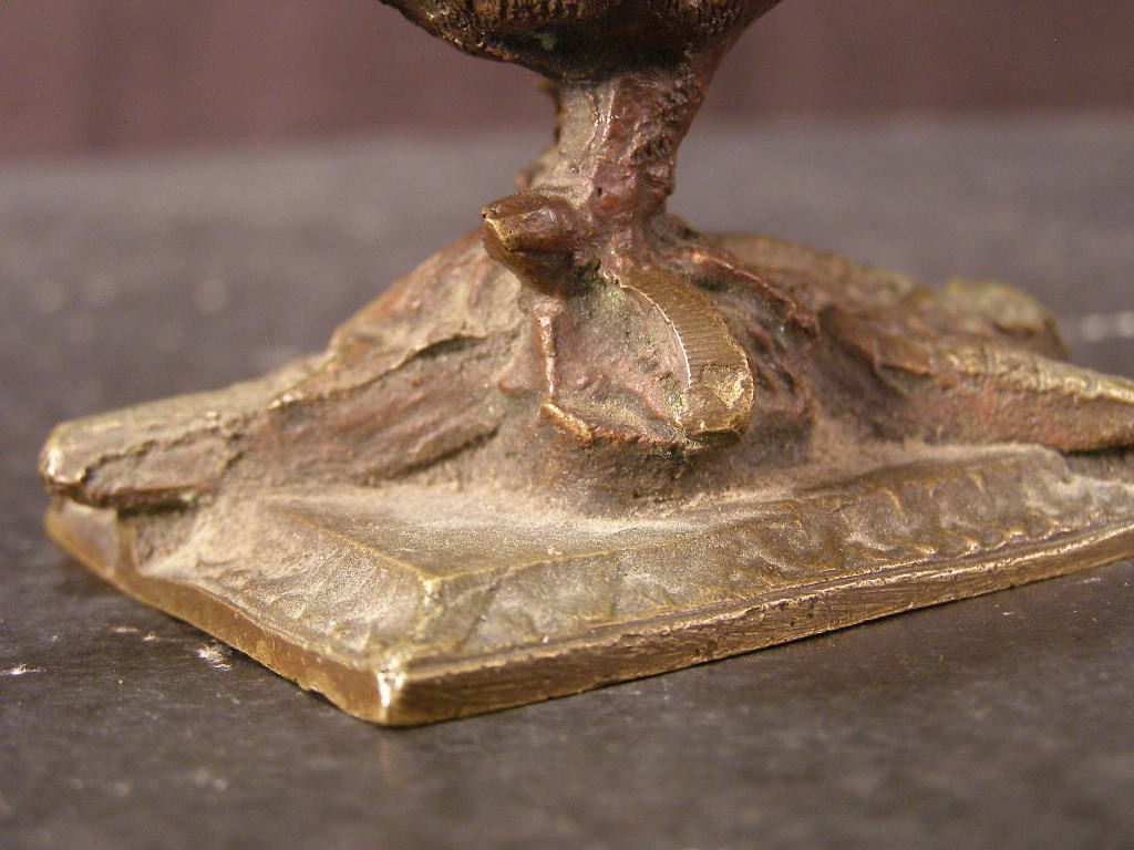 ~Antique SOLID Austrian Bronze Statue Sculpture Figure Chicken Rooster Figurine~