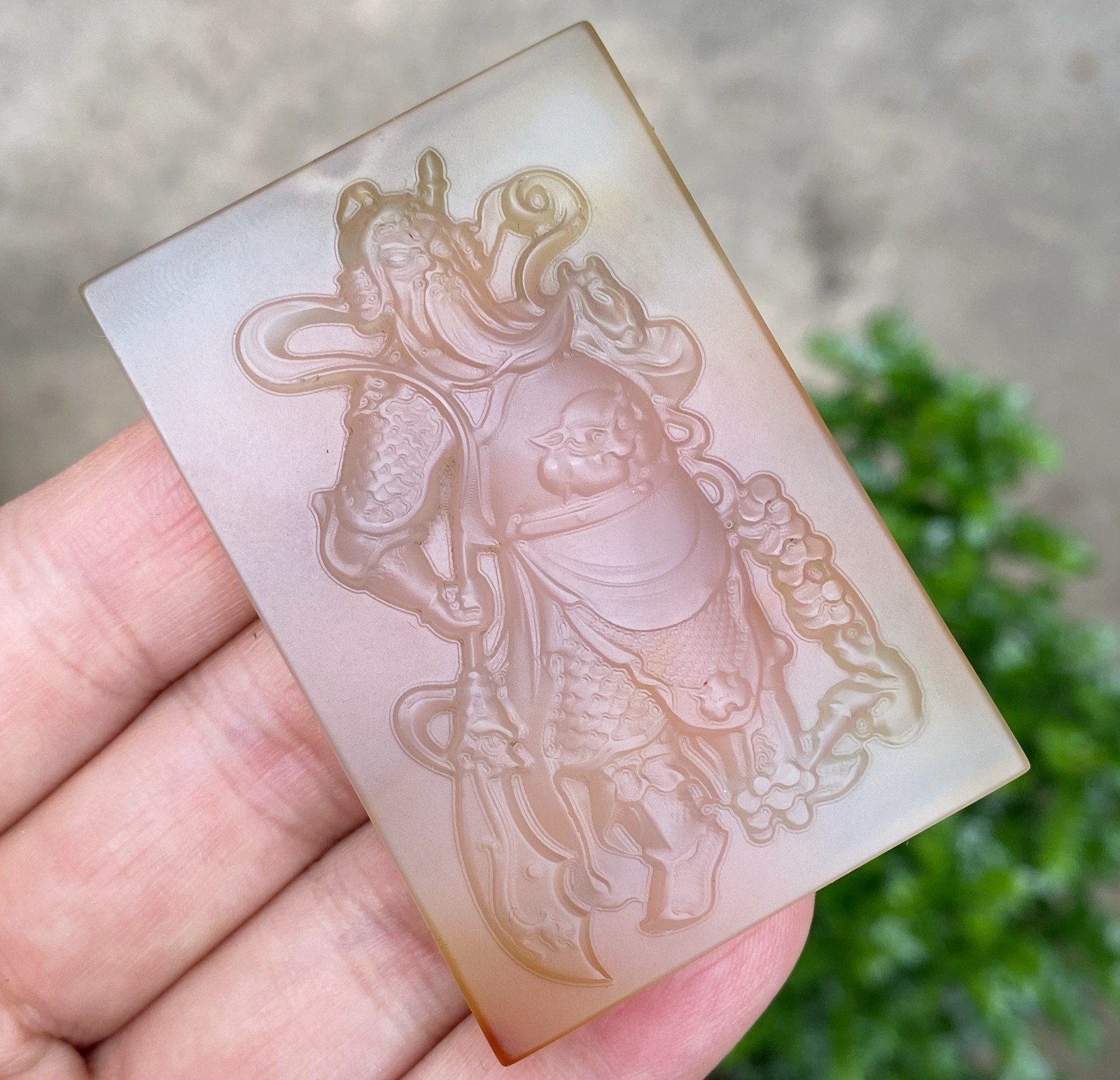 Certified 100% Natural Agate Handmade Carved GuanGong Pendant ~ Necklaces