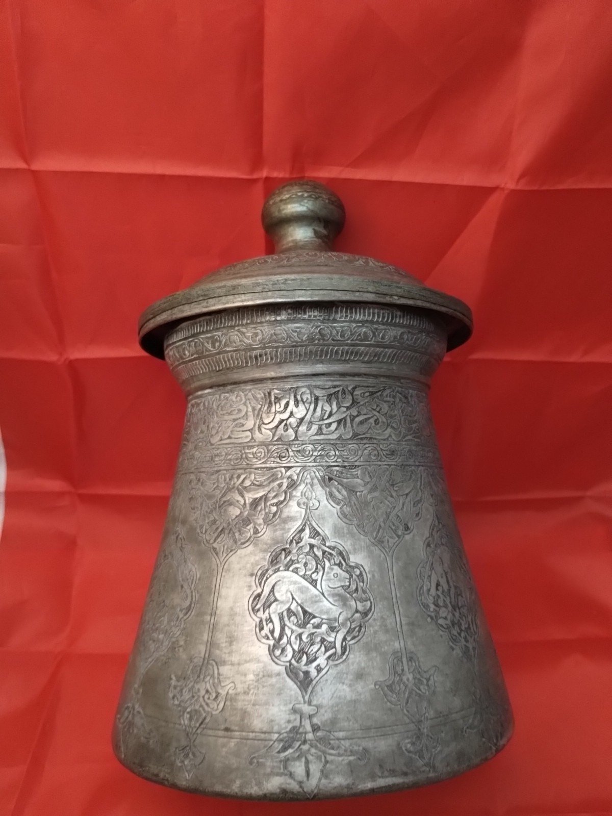 Antique Persian Moorish Lidded Engraved Vessel Rare & Amazing Estate Find!!