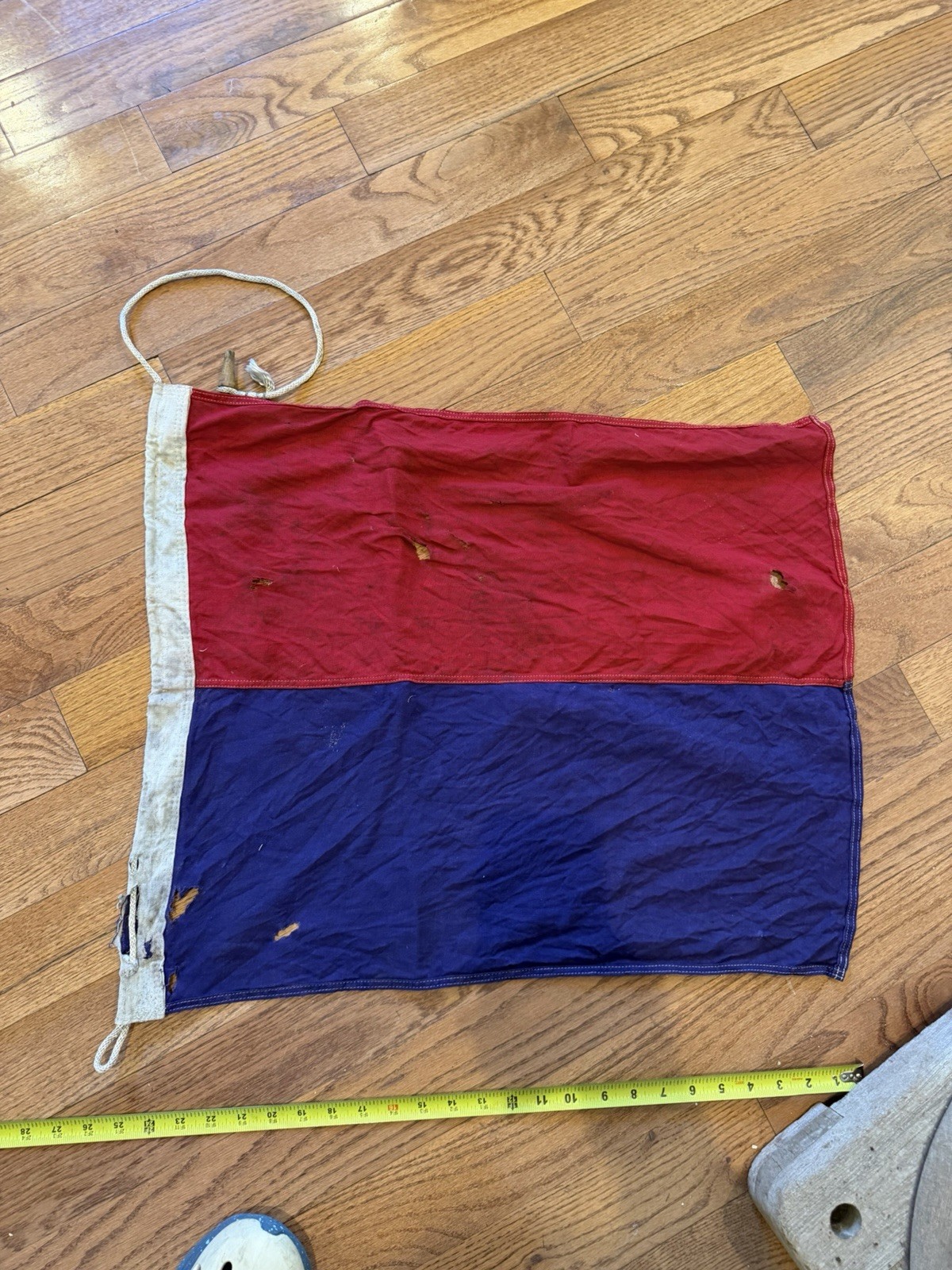 Vintage Maritime Signal Flag Echo E Red Blue Nautical Ship Flag