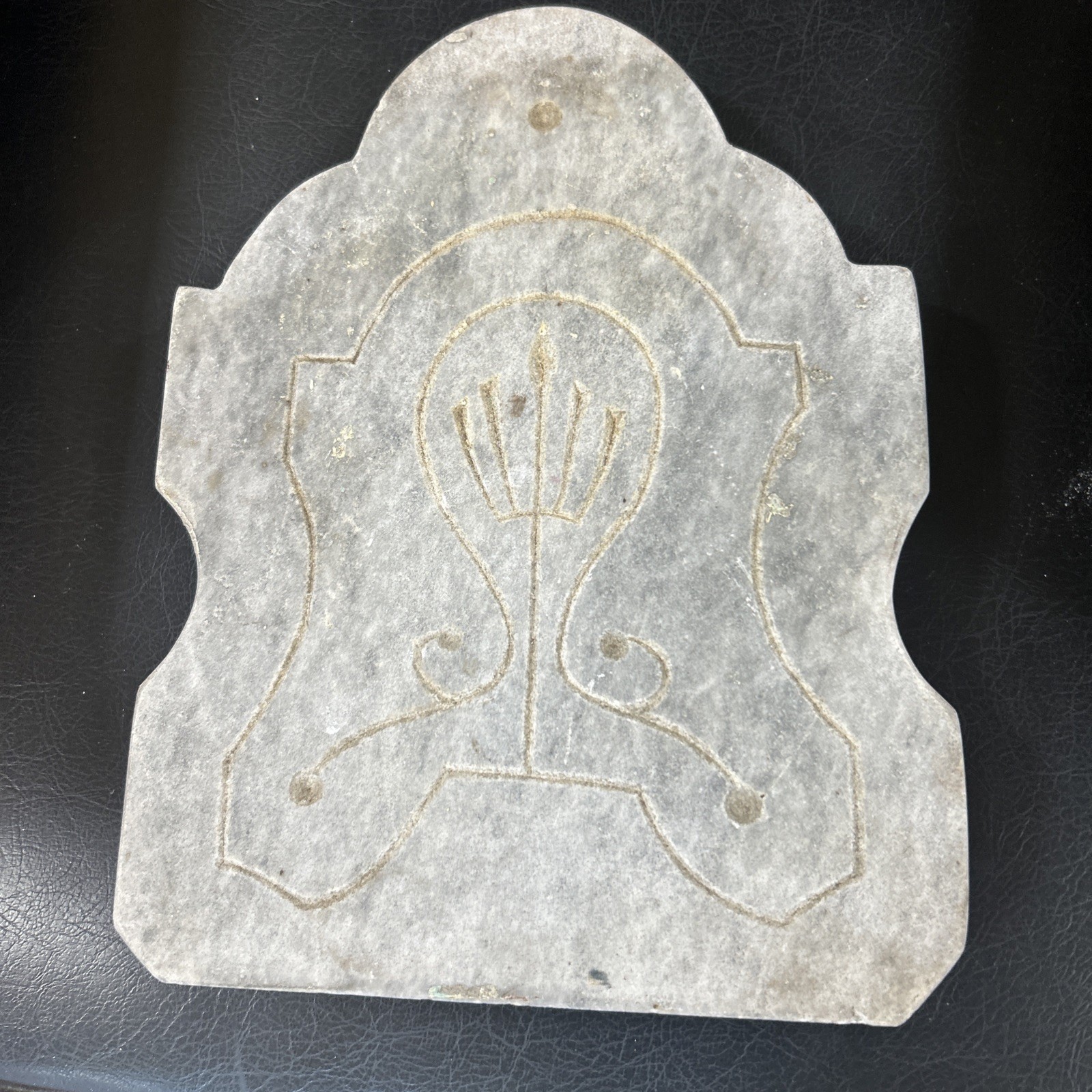 Antique Carved Marble Fireplace Mantle Keystone Circa ( 1860 -1900+/-) 10”x 8”