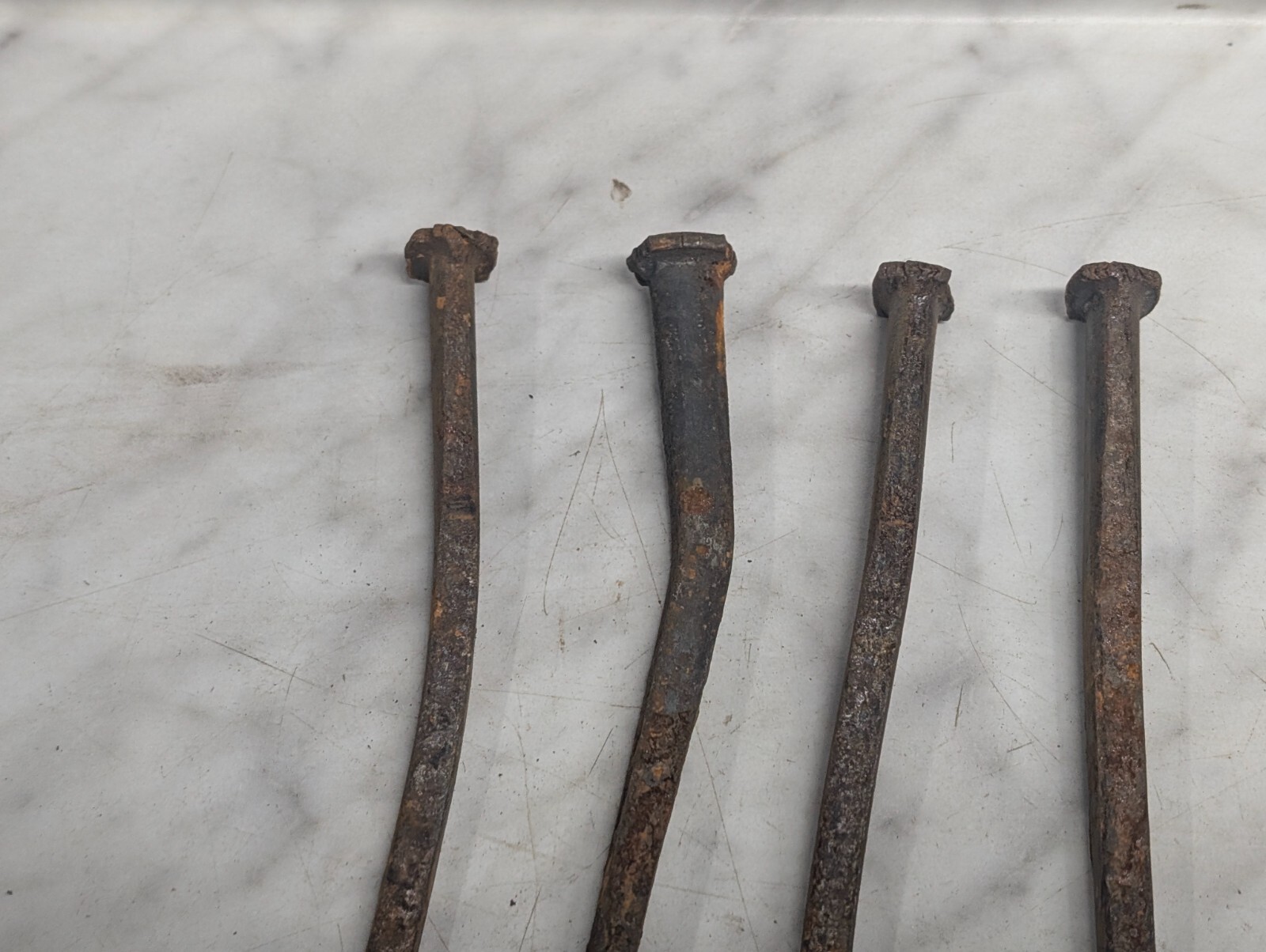 Lot QTY 5 Antique ~6″ long square cut nails Steel Iron Blacksmith DIY Metal Art