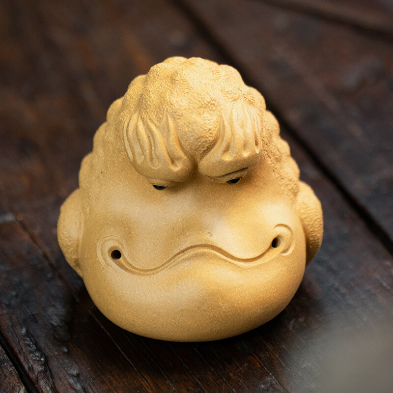 2.3in Chinese Yixing Zisha Pottery Duan Clay Big Mouth Golden Toad Money Tea Pet